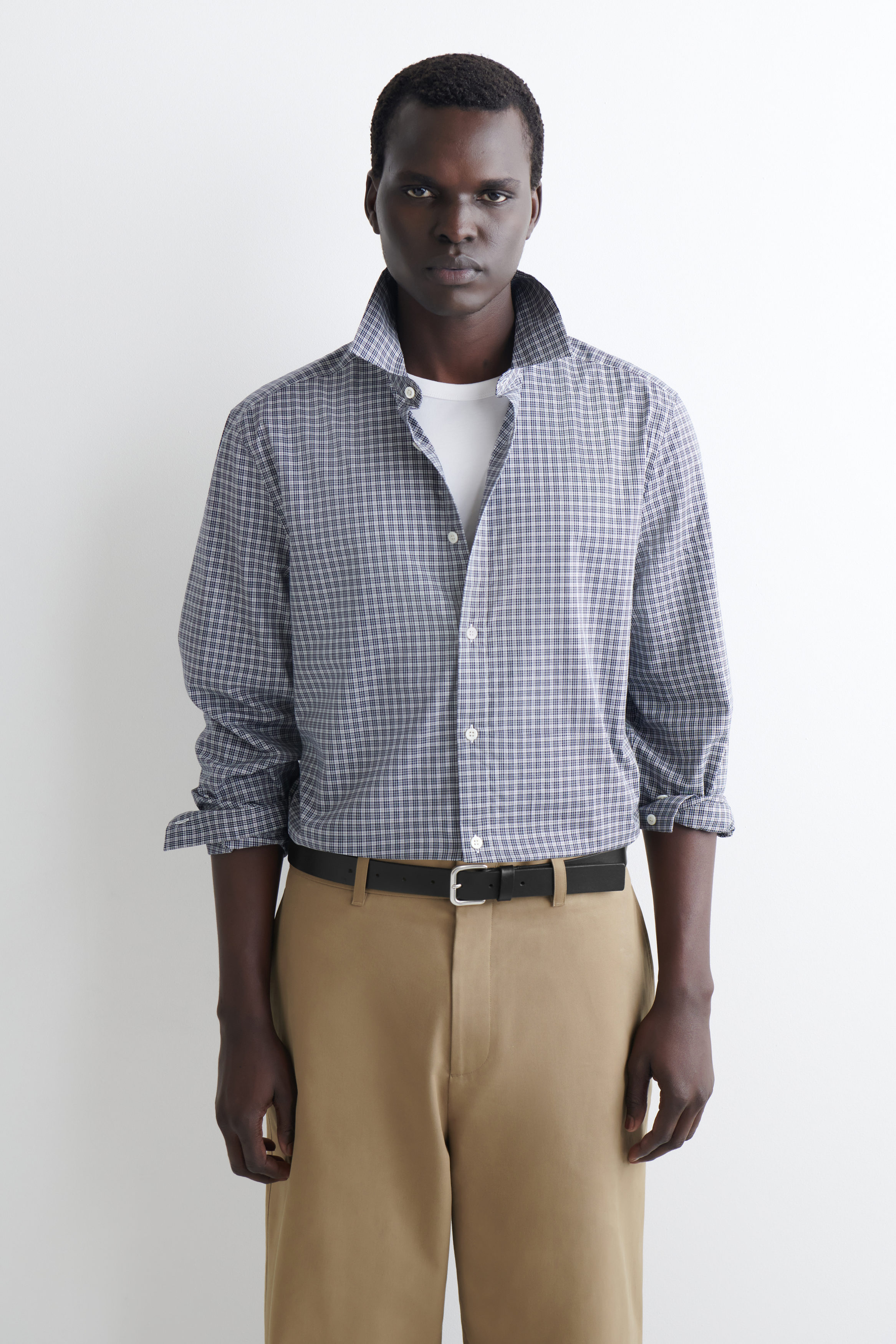 CLASSIC COTTON SHIRT - NAVY / CHECKED | COS US