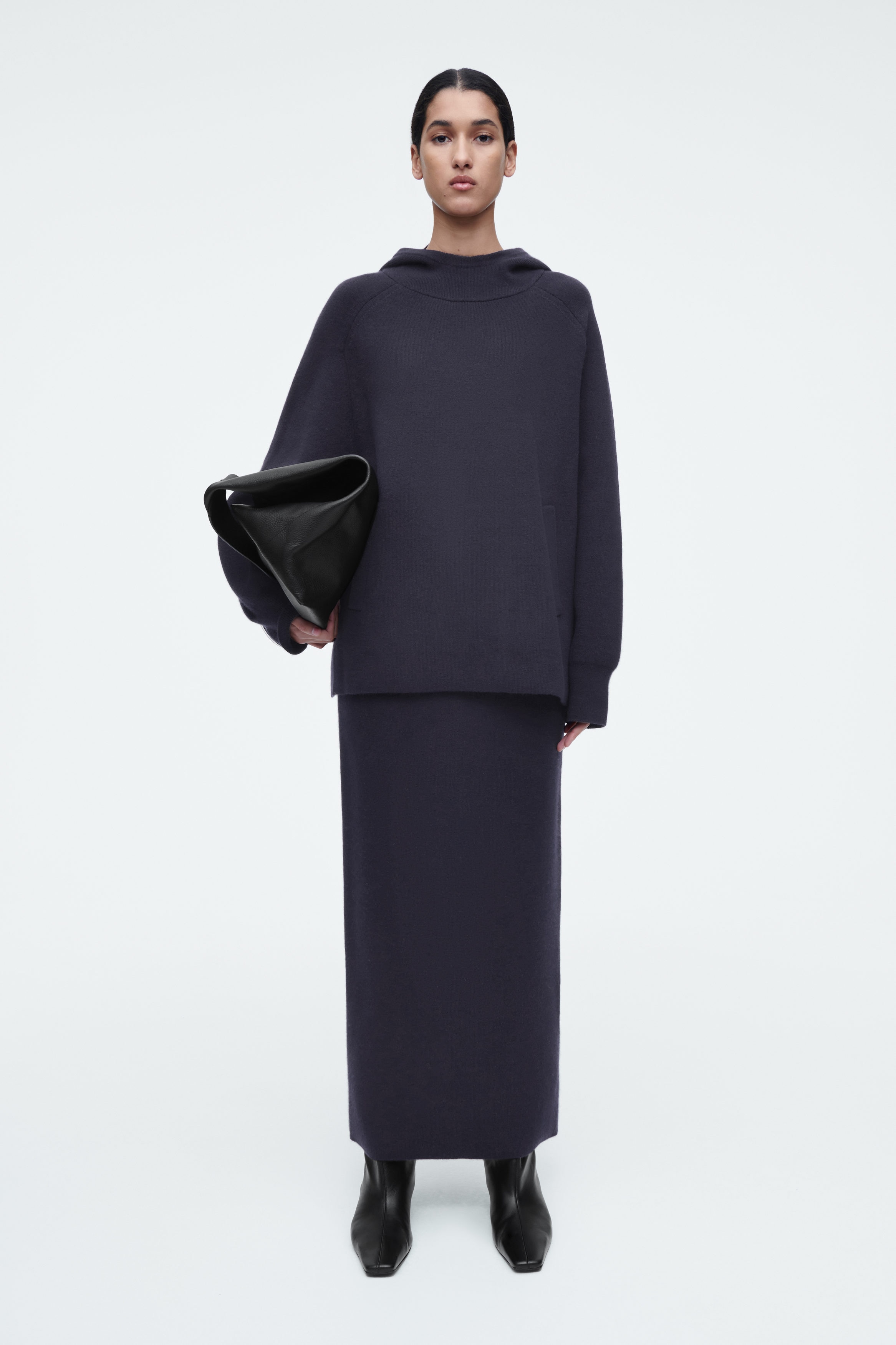 [RECTO] / ☆ 24FW ASYMMETRIC LONG SKIRT / DARK NAVY RECTO - Official Website