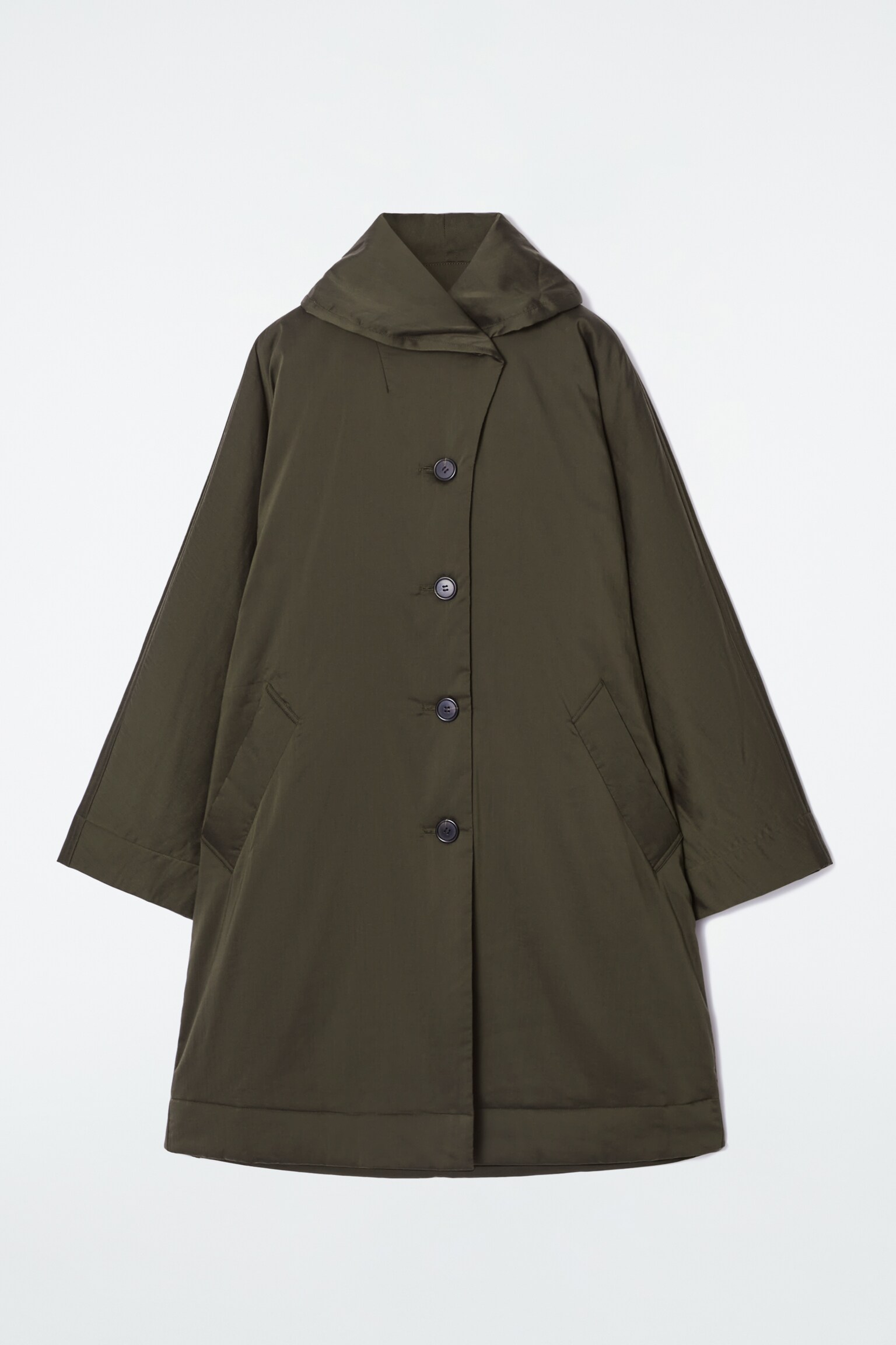 OVERSIZED SHAWL-COLLAR PADDED COAT - KHAKI
