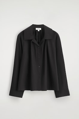 GATHERED PIMA COTTON SHIRT — BLACK 2