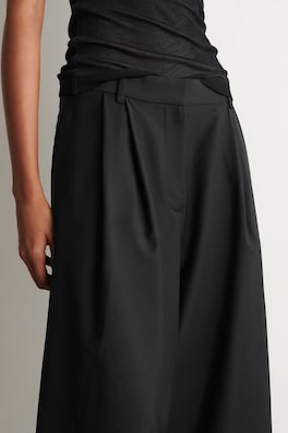 PLEATED WOOL-BLEND CULOTTES — BLACK 2