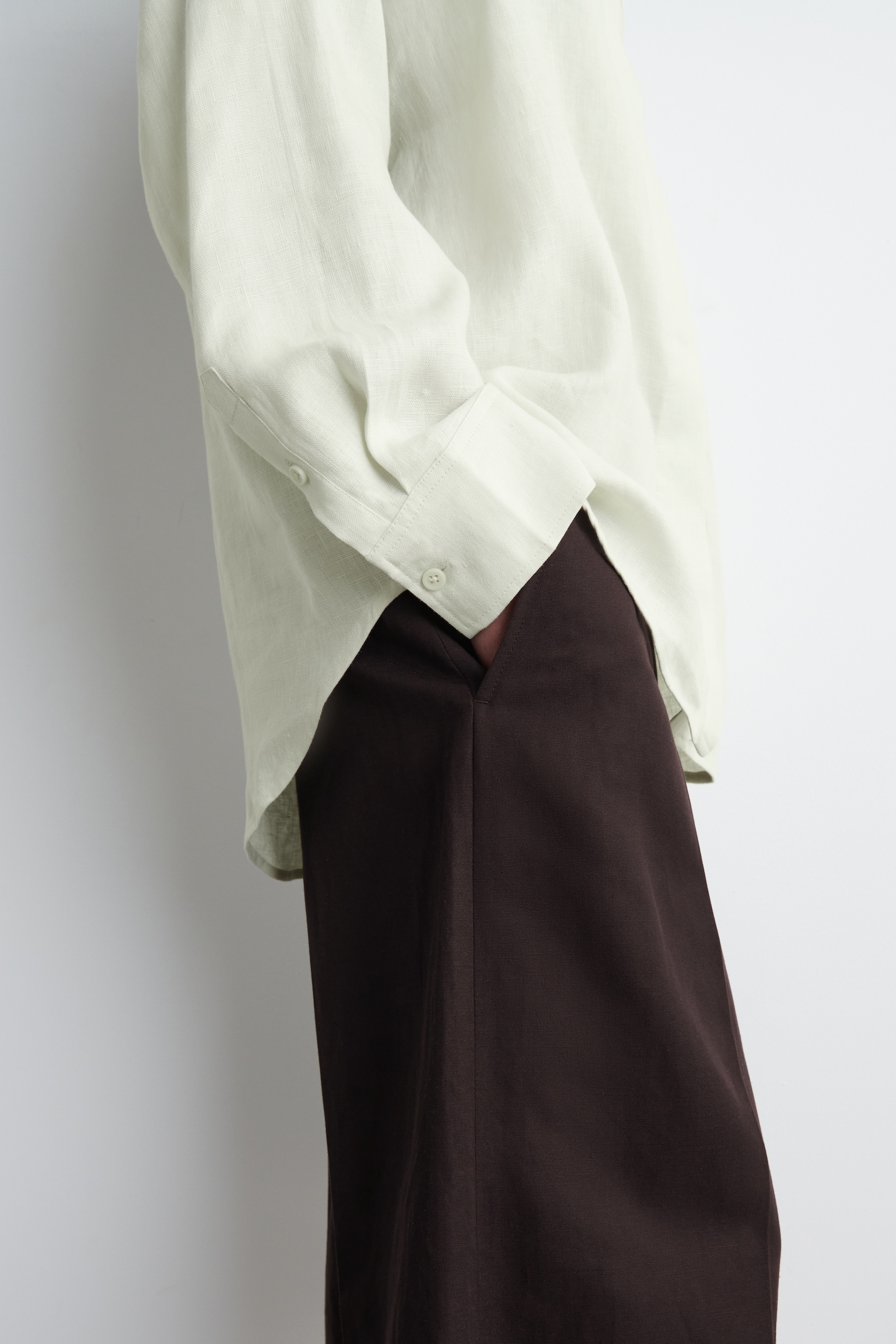 OVERSIZED LINEN SHIRT - PALE GREEN/WHITE/BUTTER YELLOW/NAVY - 3