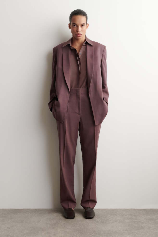TAILORED WOOL STRAIGHT-LEG PANTS — MAHOGANY