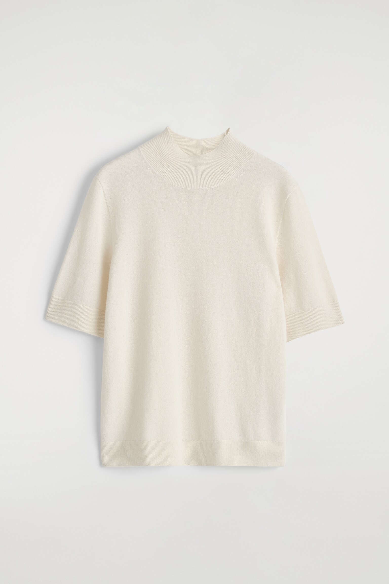 T-SHIRT À COL MONTANT EN CACHEMIRE - IVOIRE/TAUPE - 2