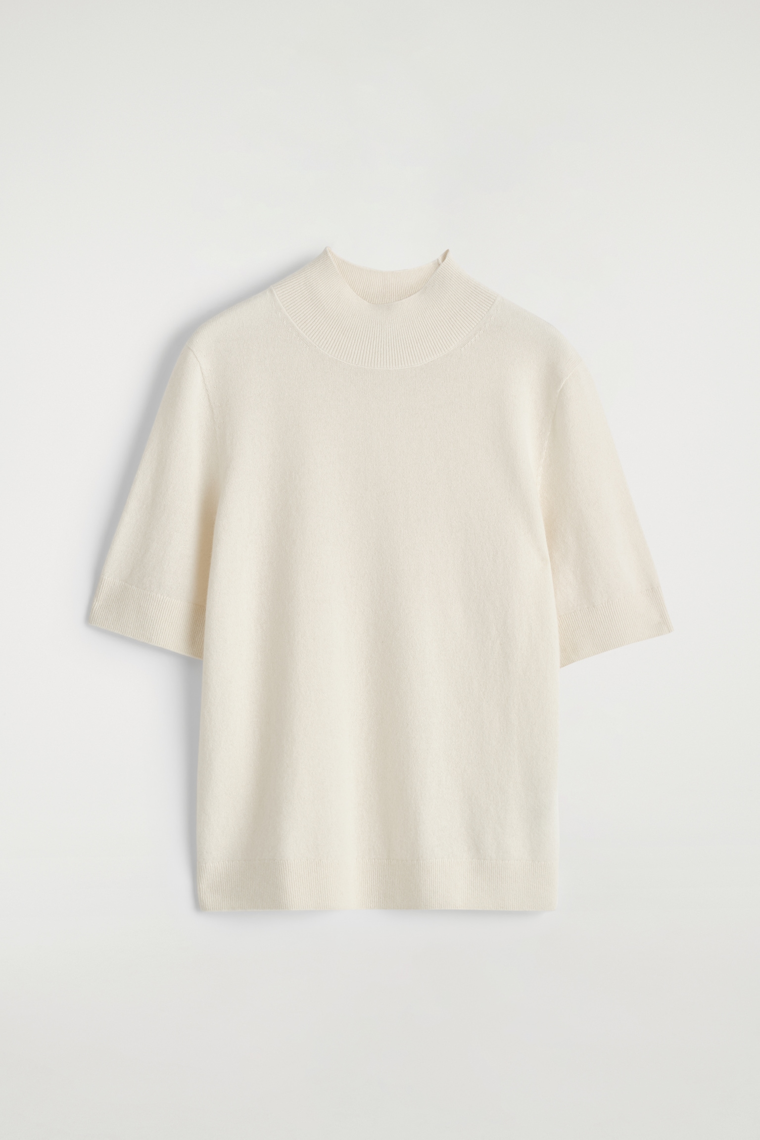 T-SHIRT À COL MONTANT EN CACHEMIRE - IVOIRE/TAUPE - 2