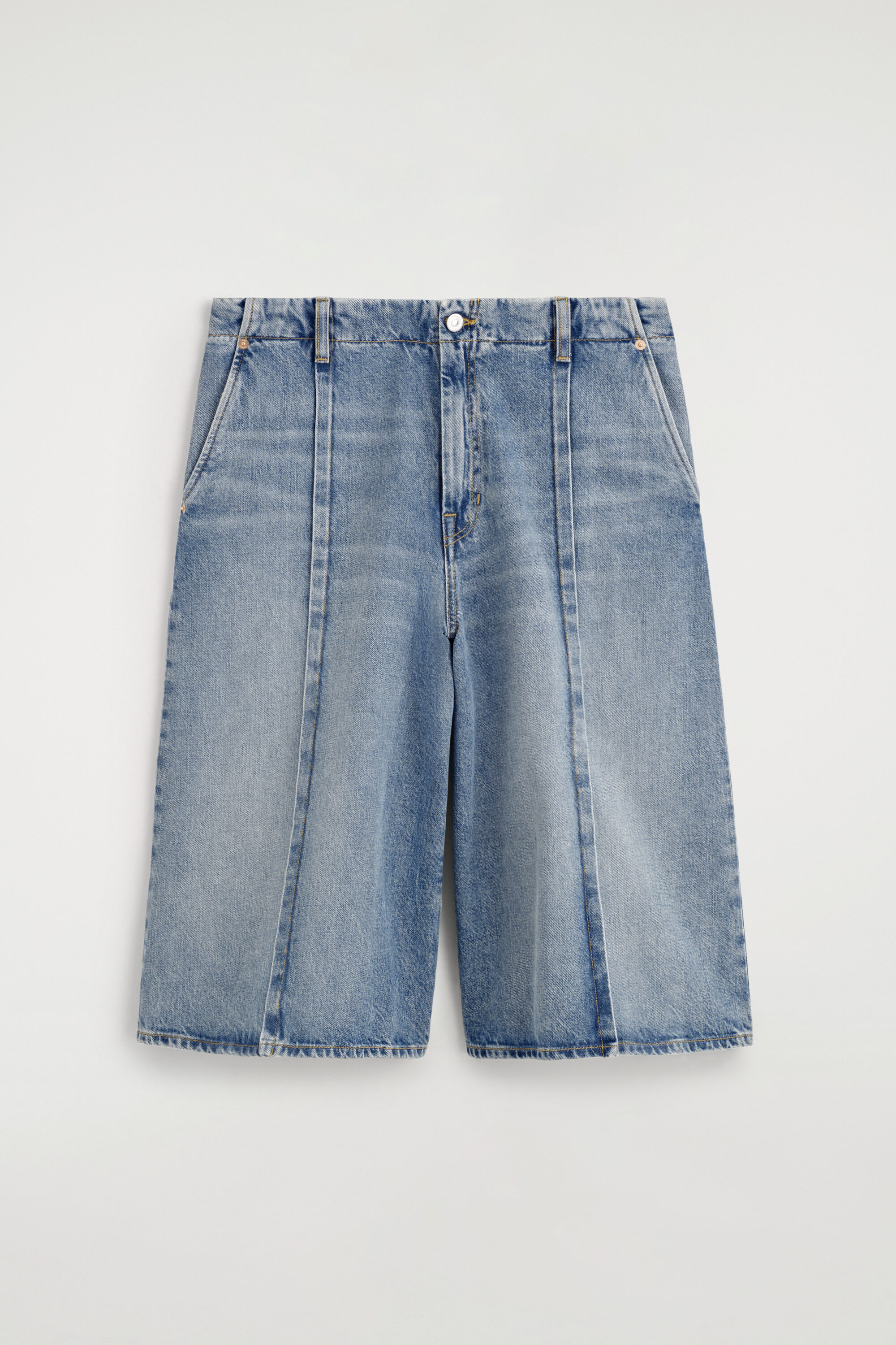 PINTUCKED DENIM CULOTTES - thumbnail 5