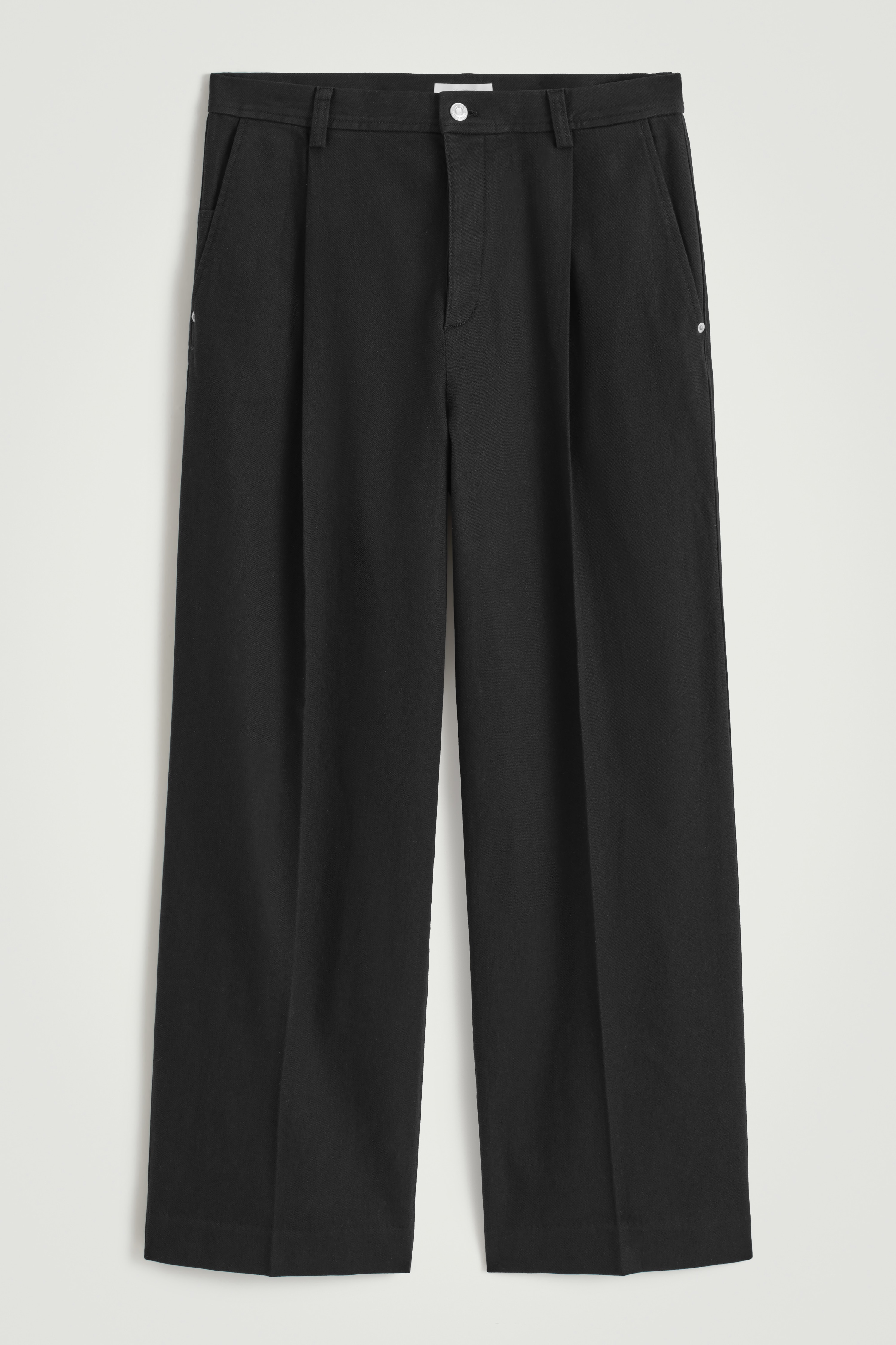 PANTALON LARGE À PLIS EN DENIM - NOIR/BLANC