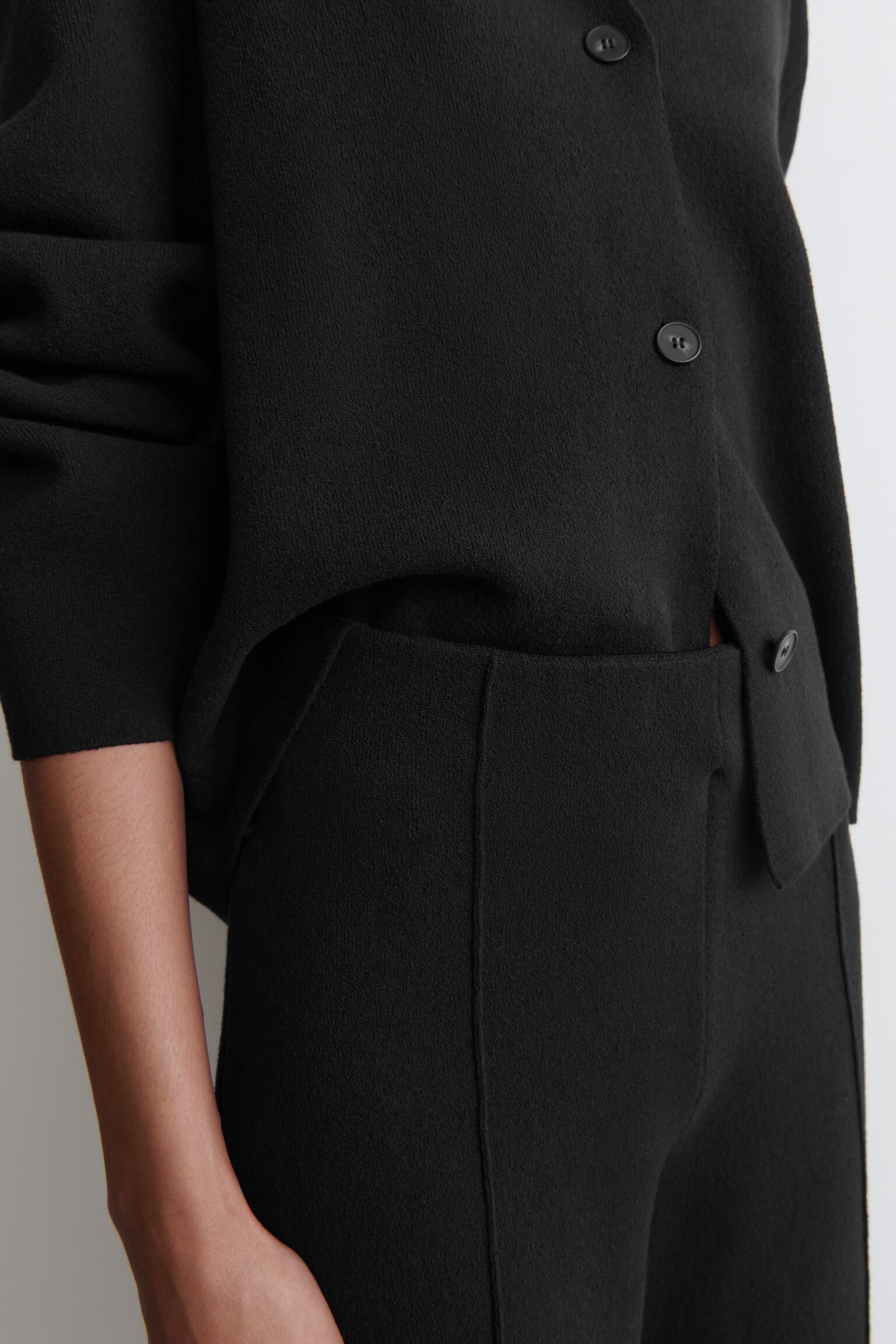 PANTALON DROIT EN MAILLE - NOIR - 3