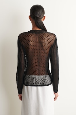 DIAMOND KNIT LACE CARDIGAN — BLACK 4
