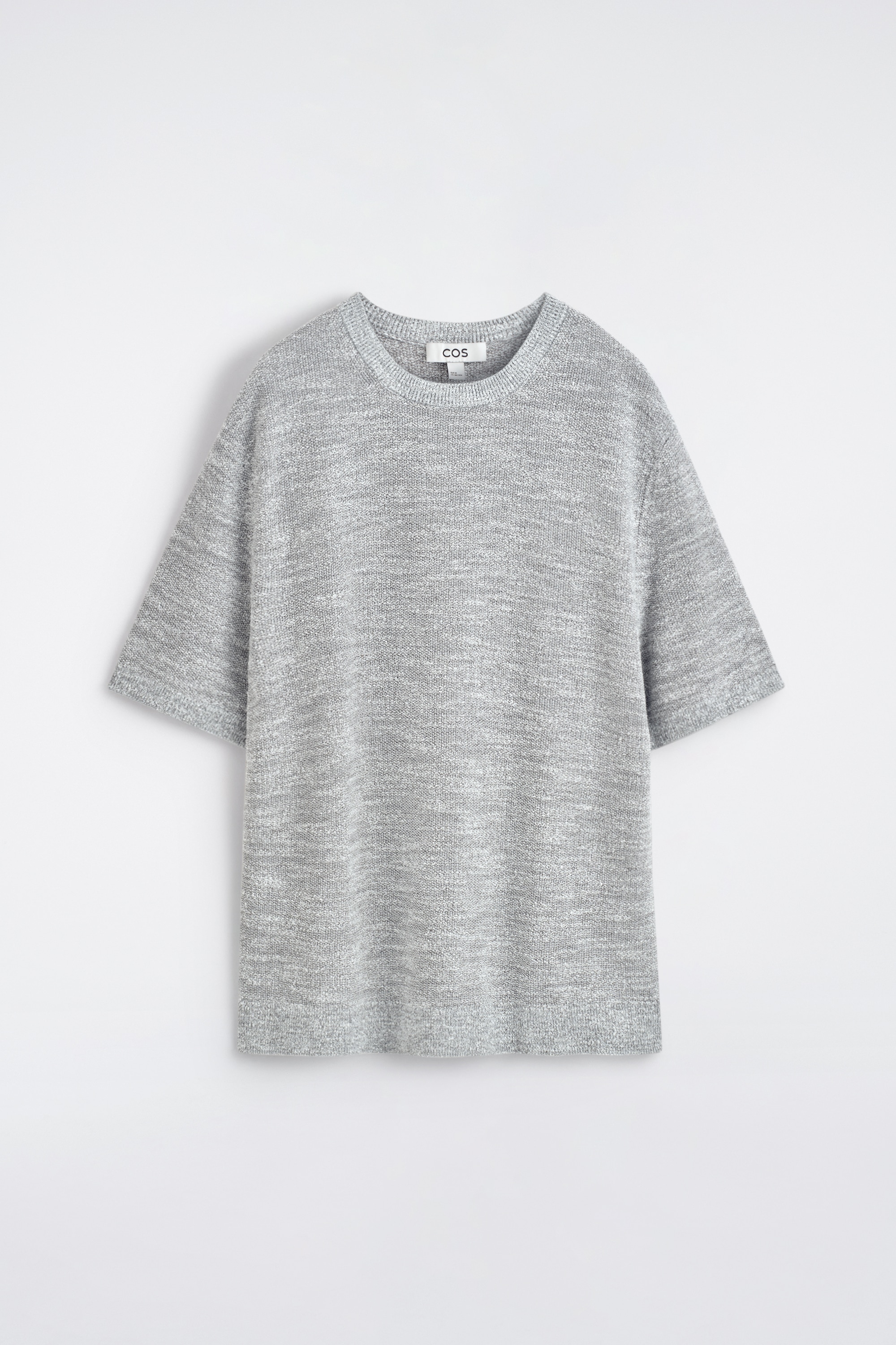 RELAXED BOUCLÉ-KNIT T-SHIRT - GREY MÉLANGE/BLUE MÉLANGE