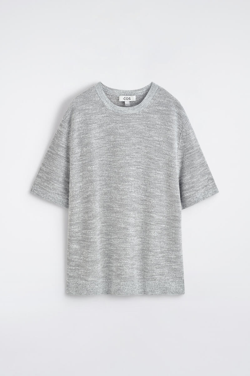 Relaxed Bouclé-Knit T-Shirt in Gray
