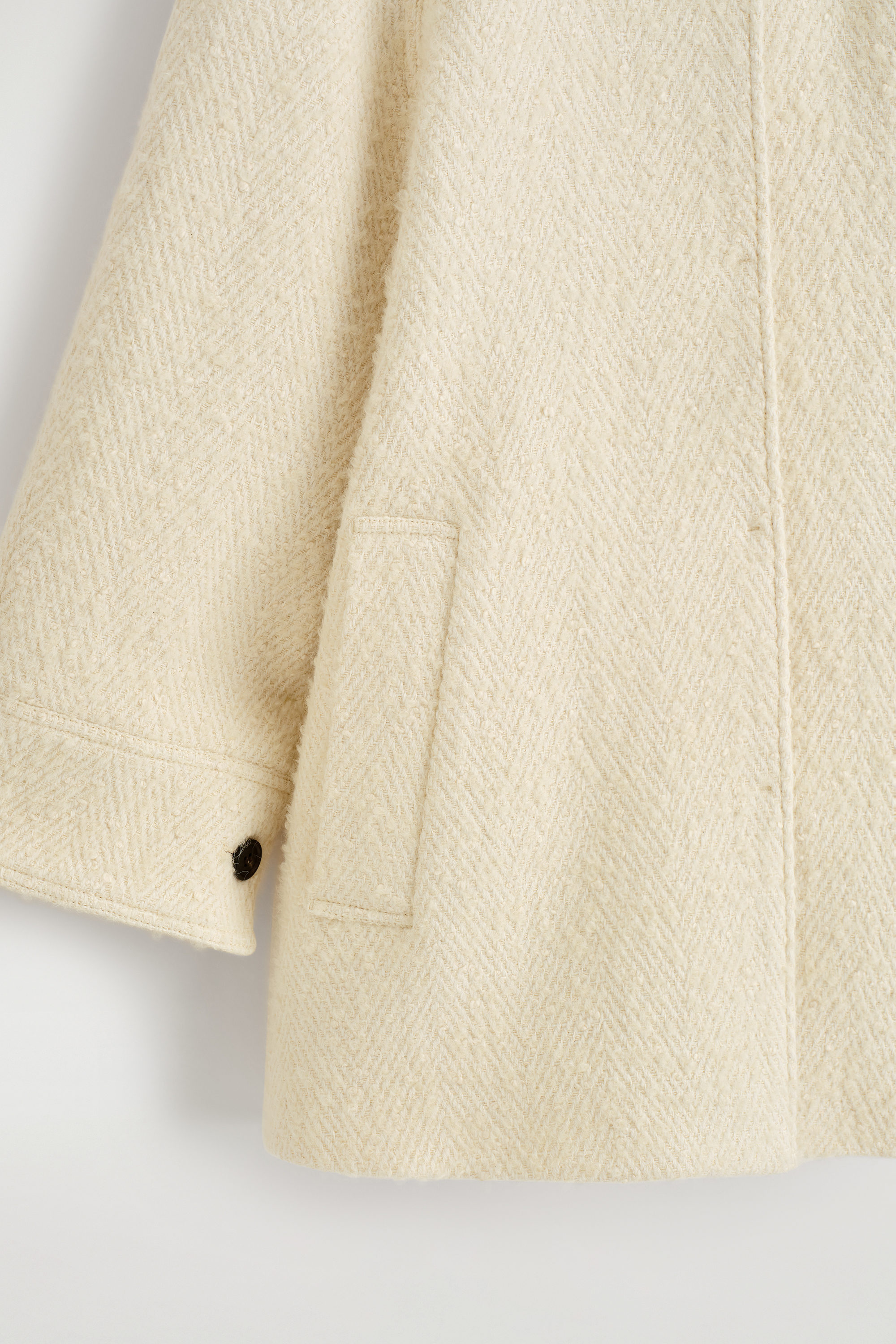 MOCK-NECK WOOL-HERRINGBONE SHORT COAT - CREAM | COS US