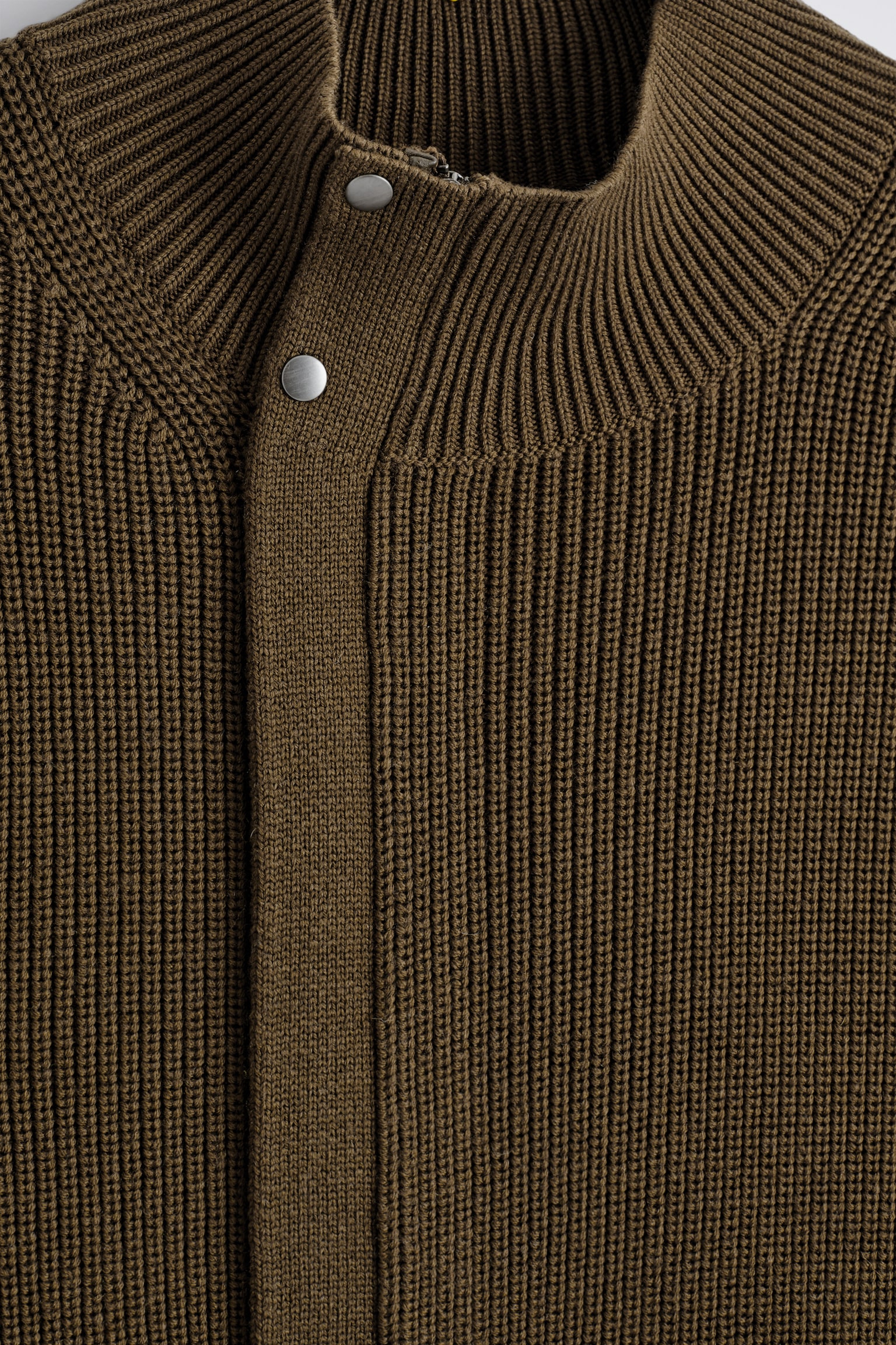 RIBBED WOOL FUNNEL-NECK JACKET - BROWN - 4