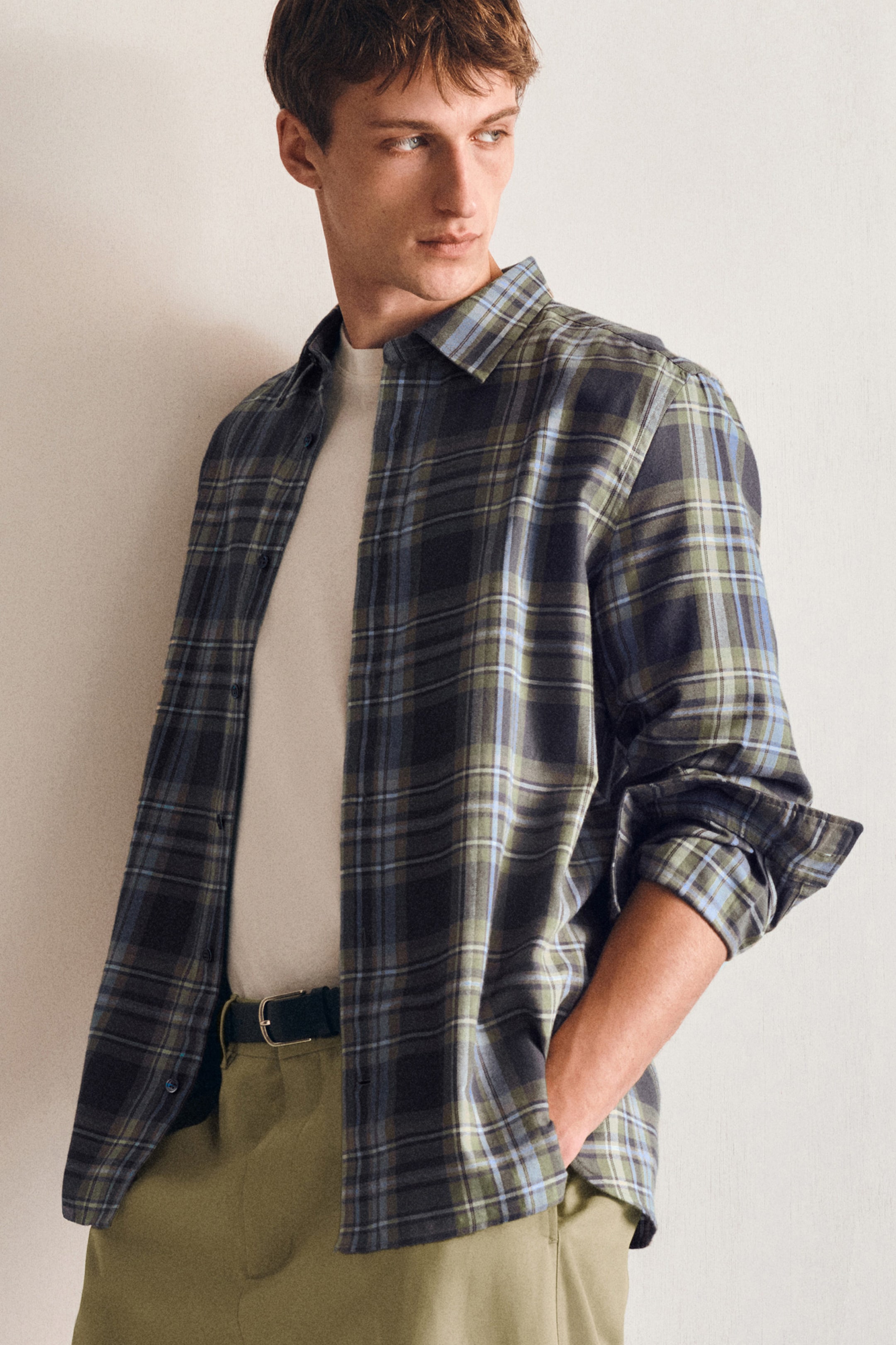 CHEMISE EN SERGÉ DE COTON À CARREAUX