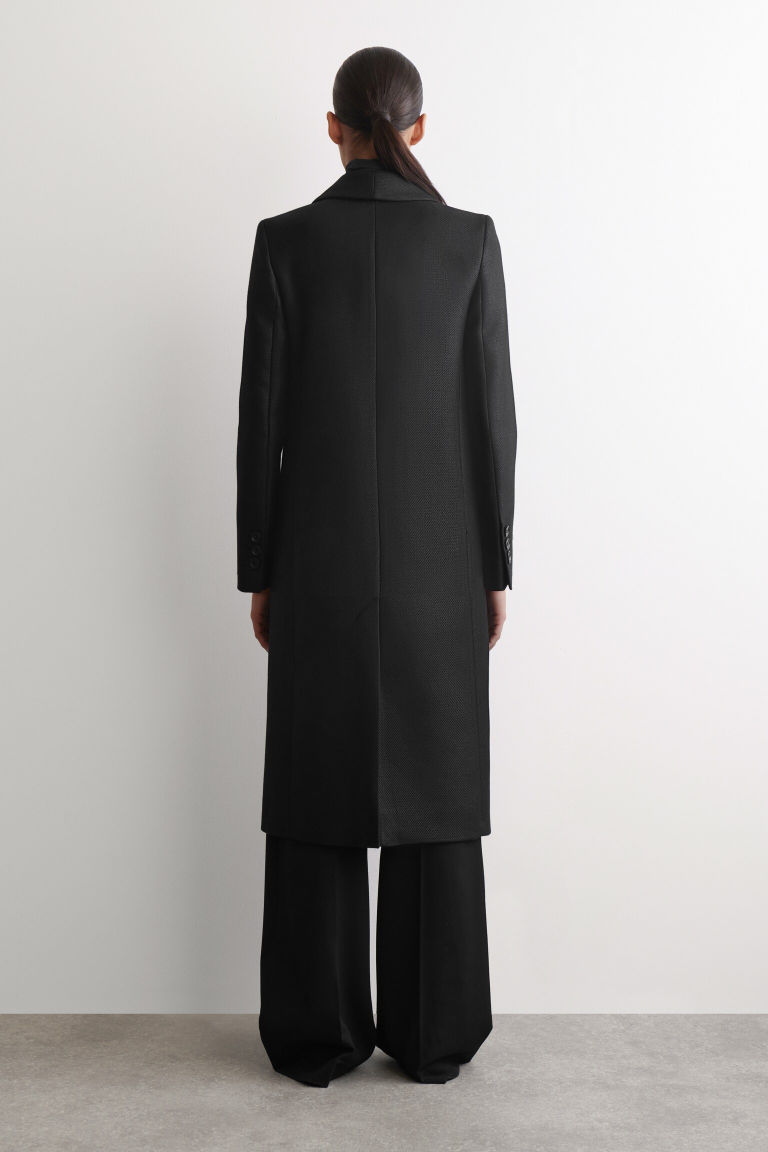 TAILORED METALLIC WOOL-BLEND COAT - NERO - 5