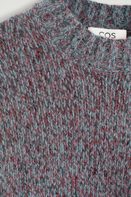 TRI-TONE WOOL-MOHAIR SWEATER — BLUE / RED / BLACK 7