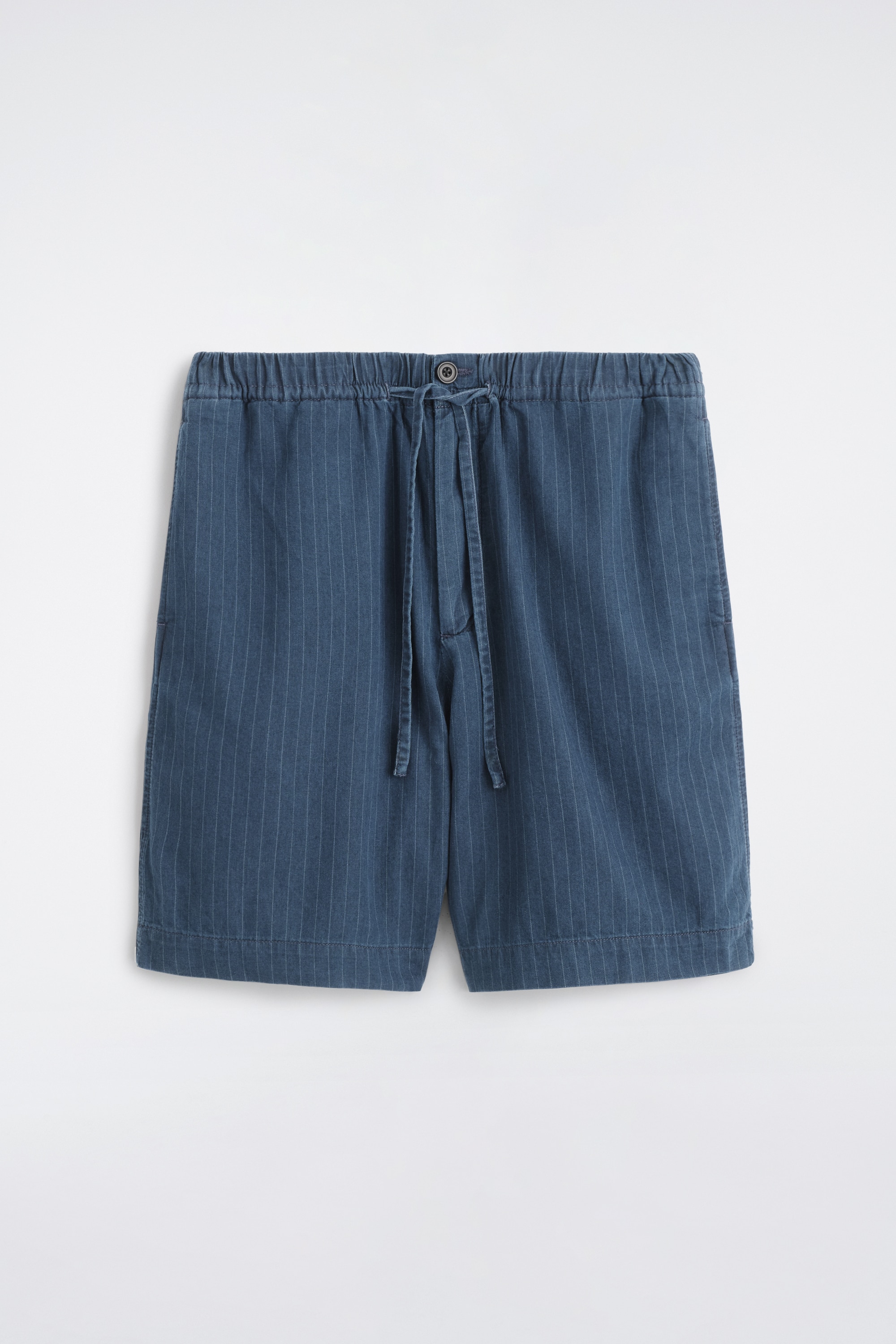 BERMUDA EN DENIM À FINES RAYURES - BLEU ENCRE / RAYURES