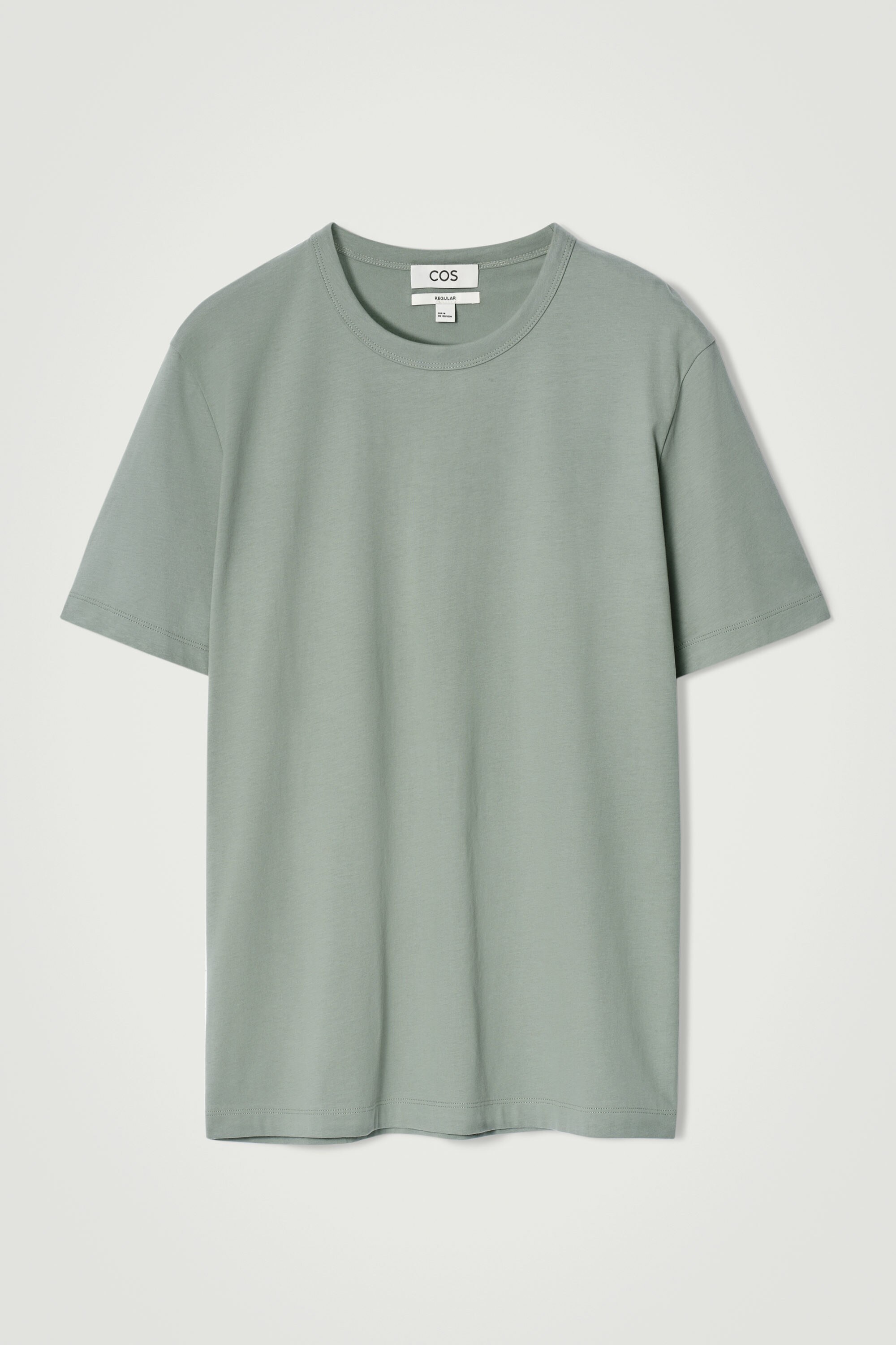 REGULAR BRUSHED-COTTON T-SHIRT - DUSTY GREEN | COS