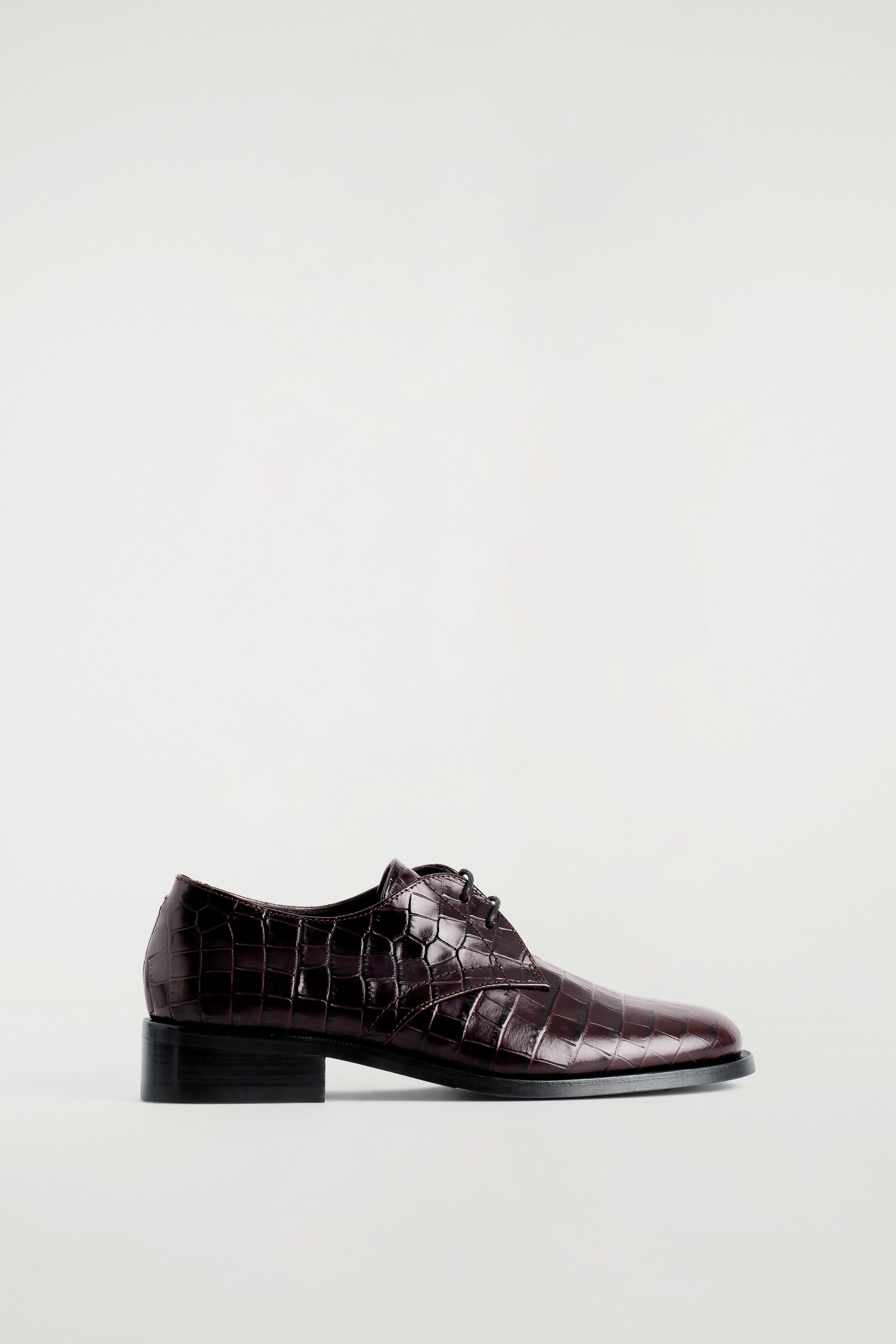 Corneliani Dark Brown Croc Leather Lace-Up Oxfords Straight wing dress Oxford with Croc application in dark  main image 2