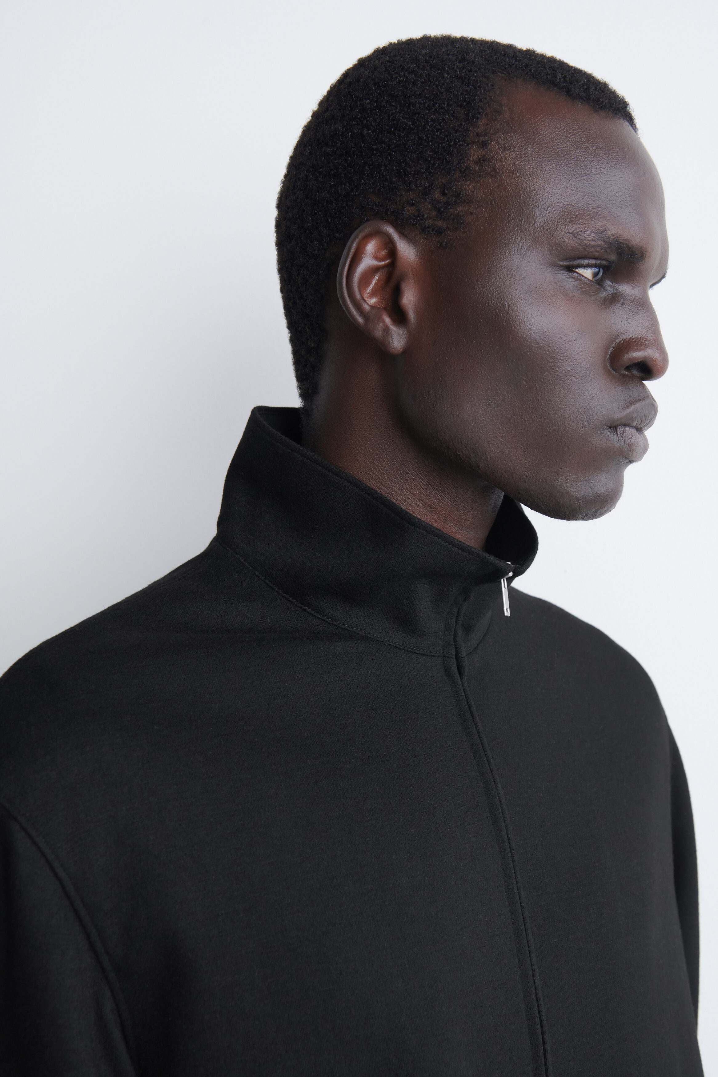 JERSEY MOCK-NECK ZIP-UP BLOUSON JACKET - BLACK | COS US