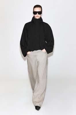 NYLON mock-NECK JACKET — BLACK 3
