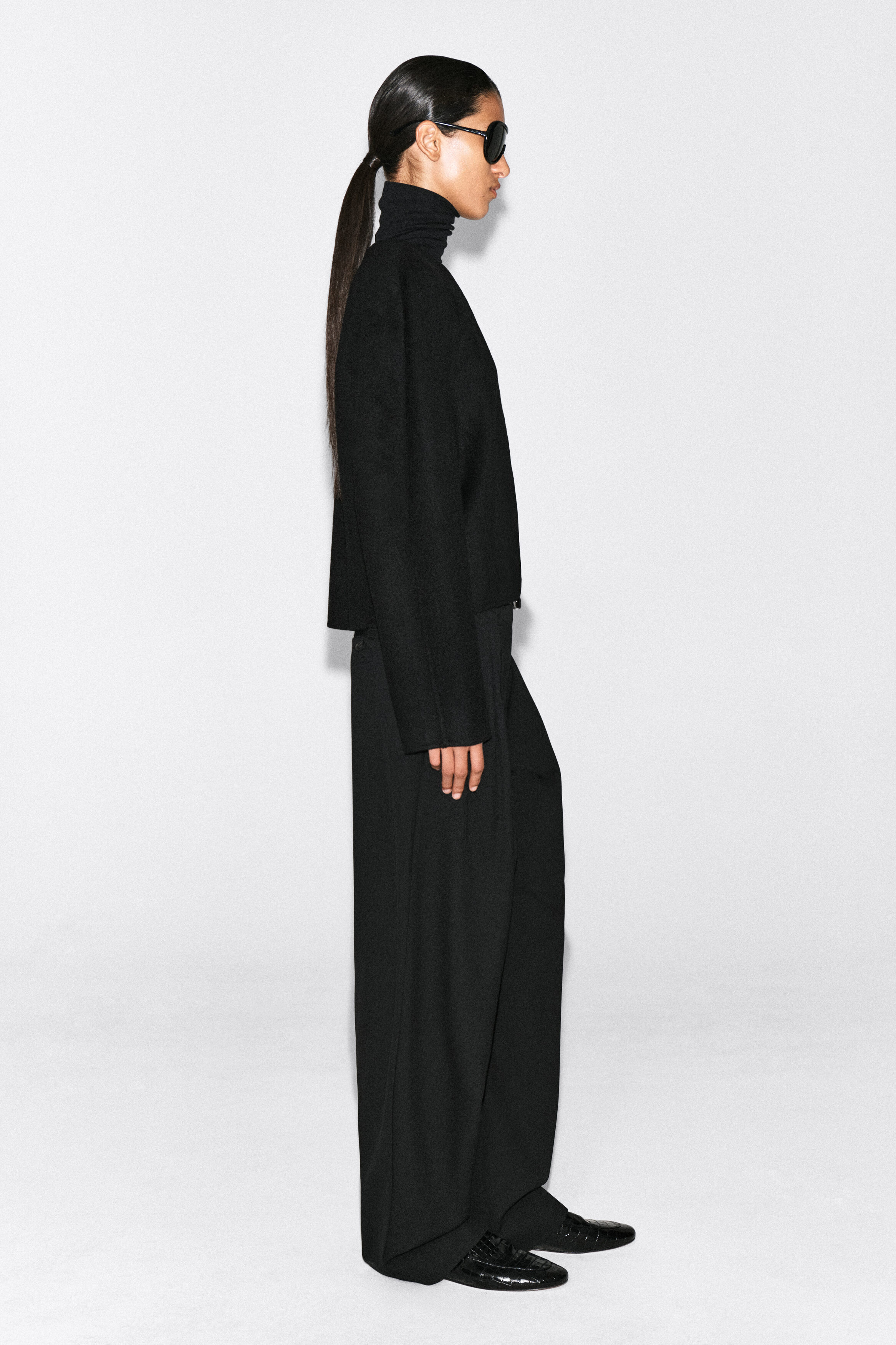 CROPPED DOUBLE-FACED WOOL-BLEND BLAZER - thumbnail 3