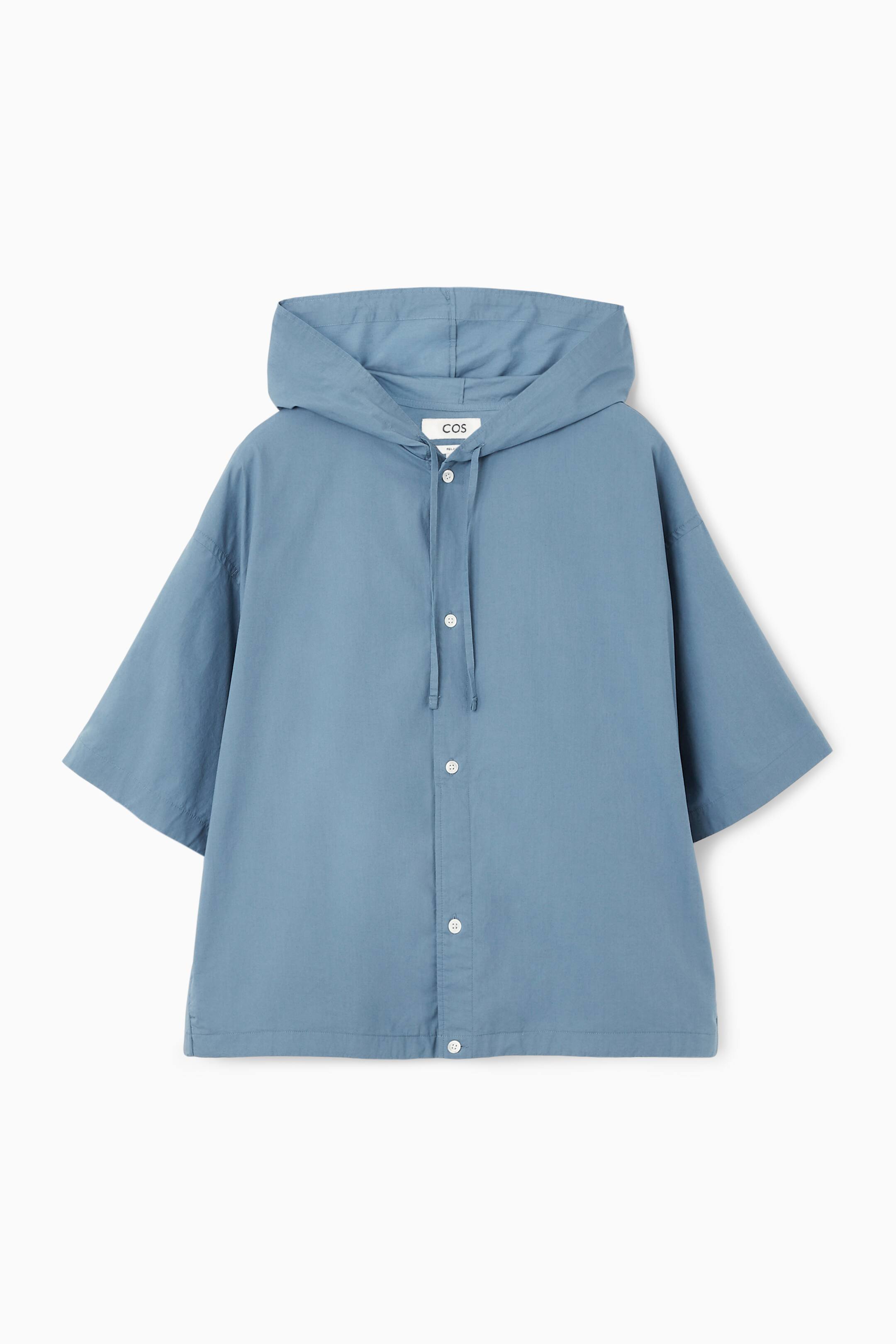 Vis større bilde: RELAXED HOODED COTTON SHORT-SLEEVED SHIRT - BLUE - Men | H&M NO 1