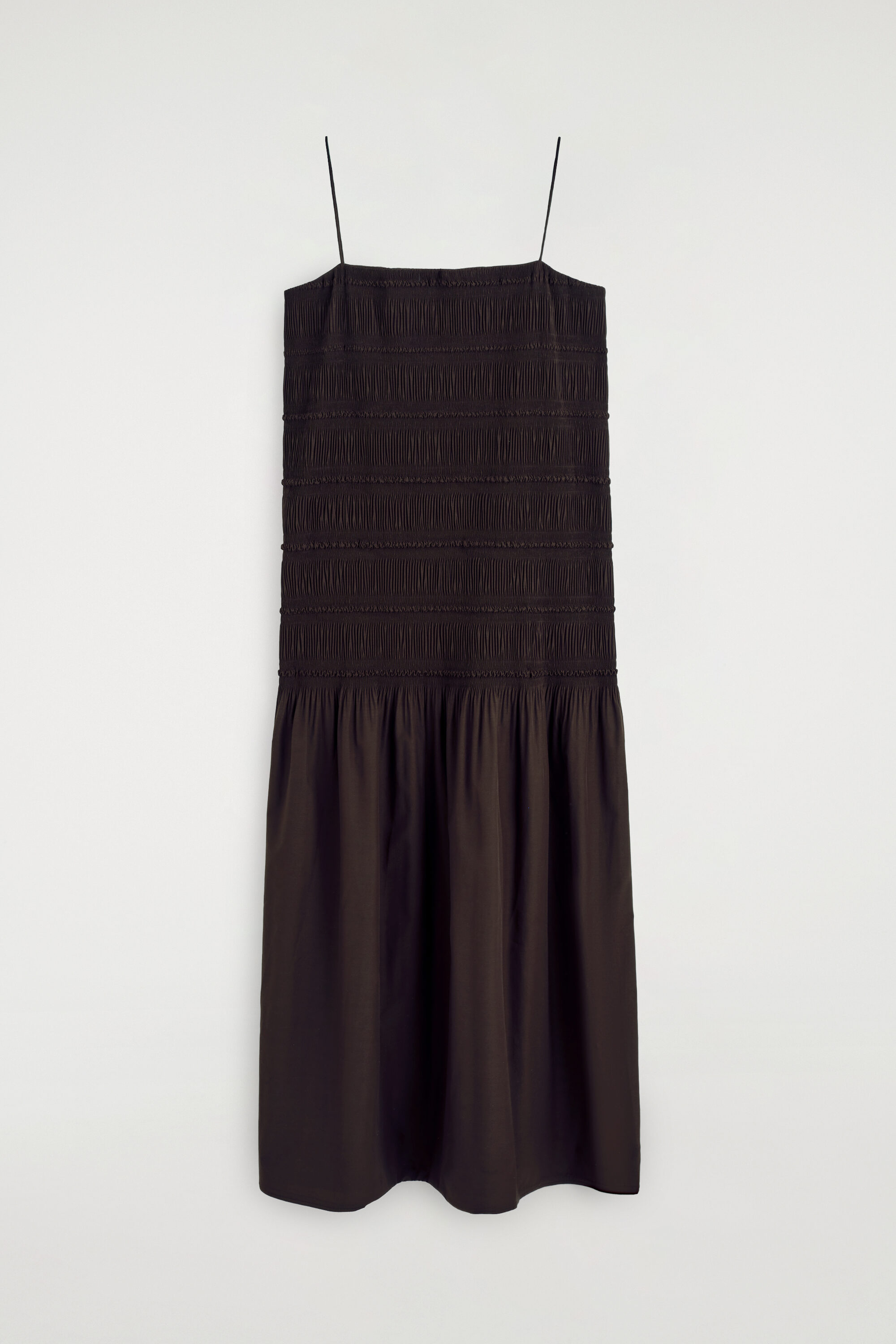 Cos RUCHED DROPPED-WAIST POPLIN MIDI DRESS | King's Cross