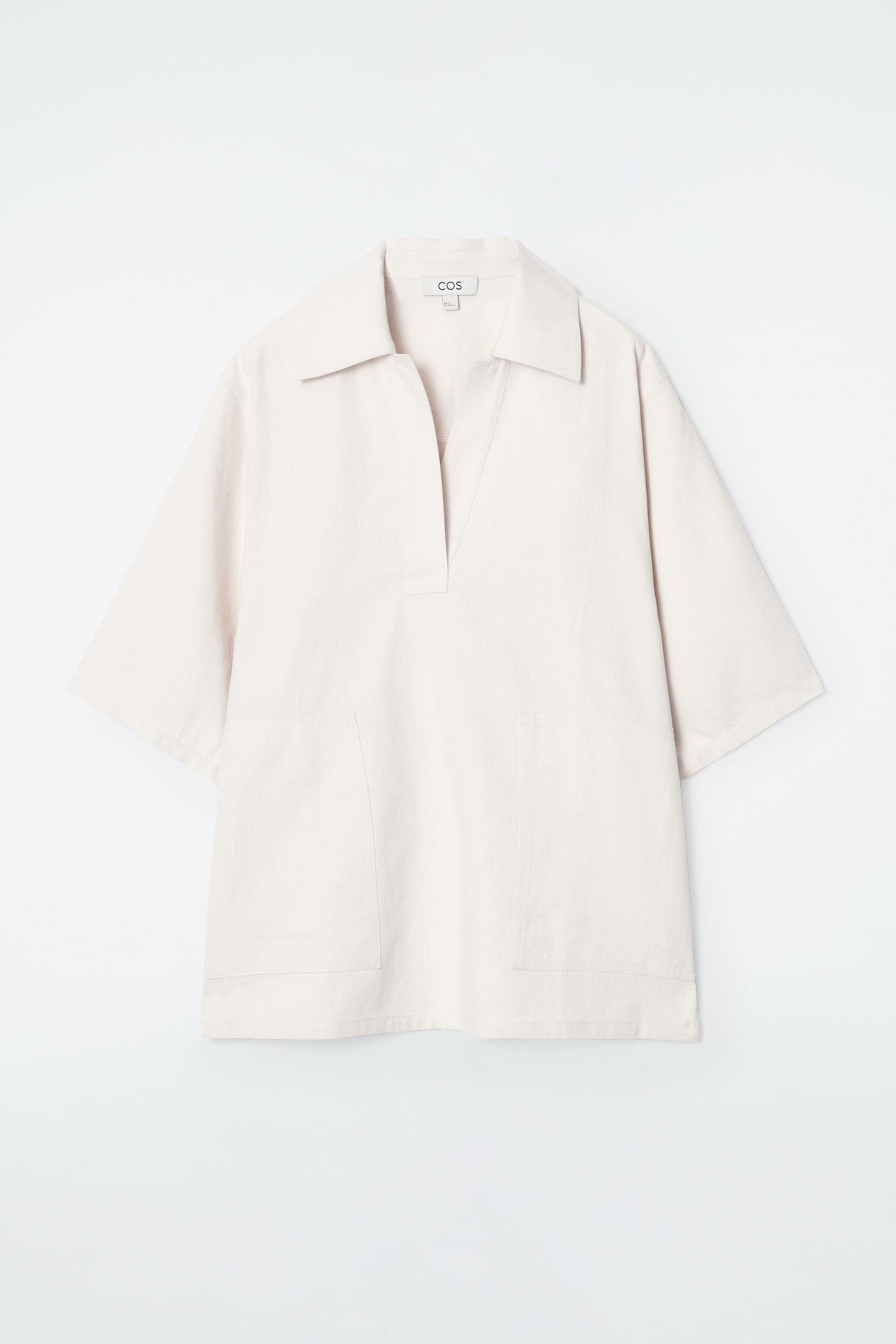 OVERSIZED LINEN-TWILL POLO SHIRT
