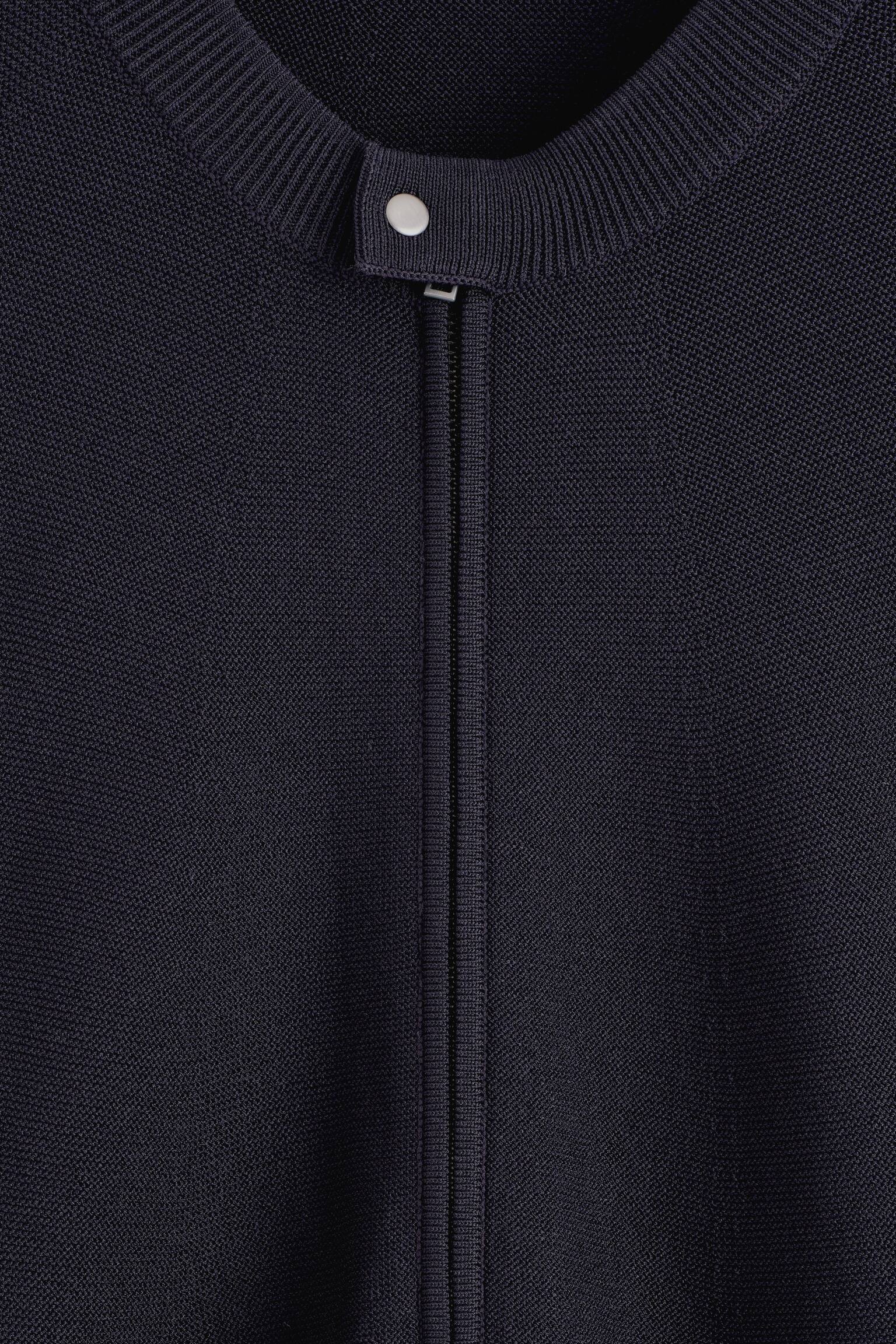 RACER-NECK KNITTED JACKET - כחול כהה - 5