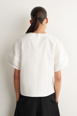 PINTUCKED COTTON BLOUSE — OFF-WHITE 4