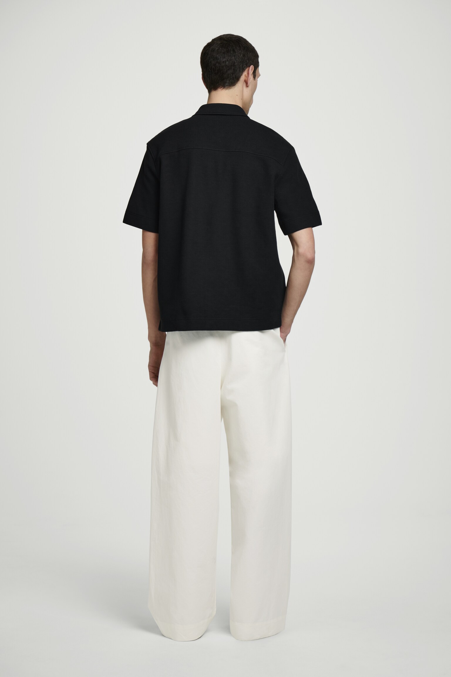 CAMISA DE ALGODÓN TEXTURIZADO CON CREMALLERA - NEGRO/TOPO CLARO - 7