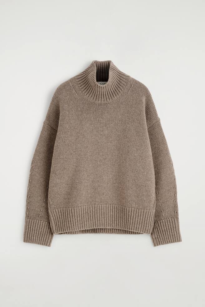 WOLLPULLOVER MIT ROLLKRAGEN - DUNKLES BEIGE - 1