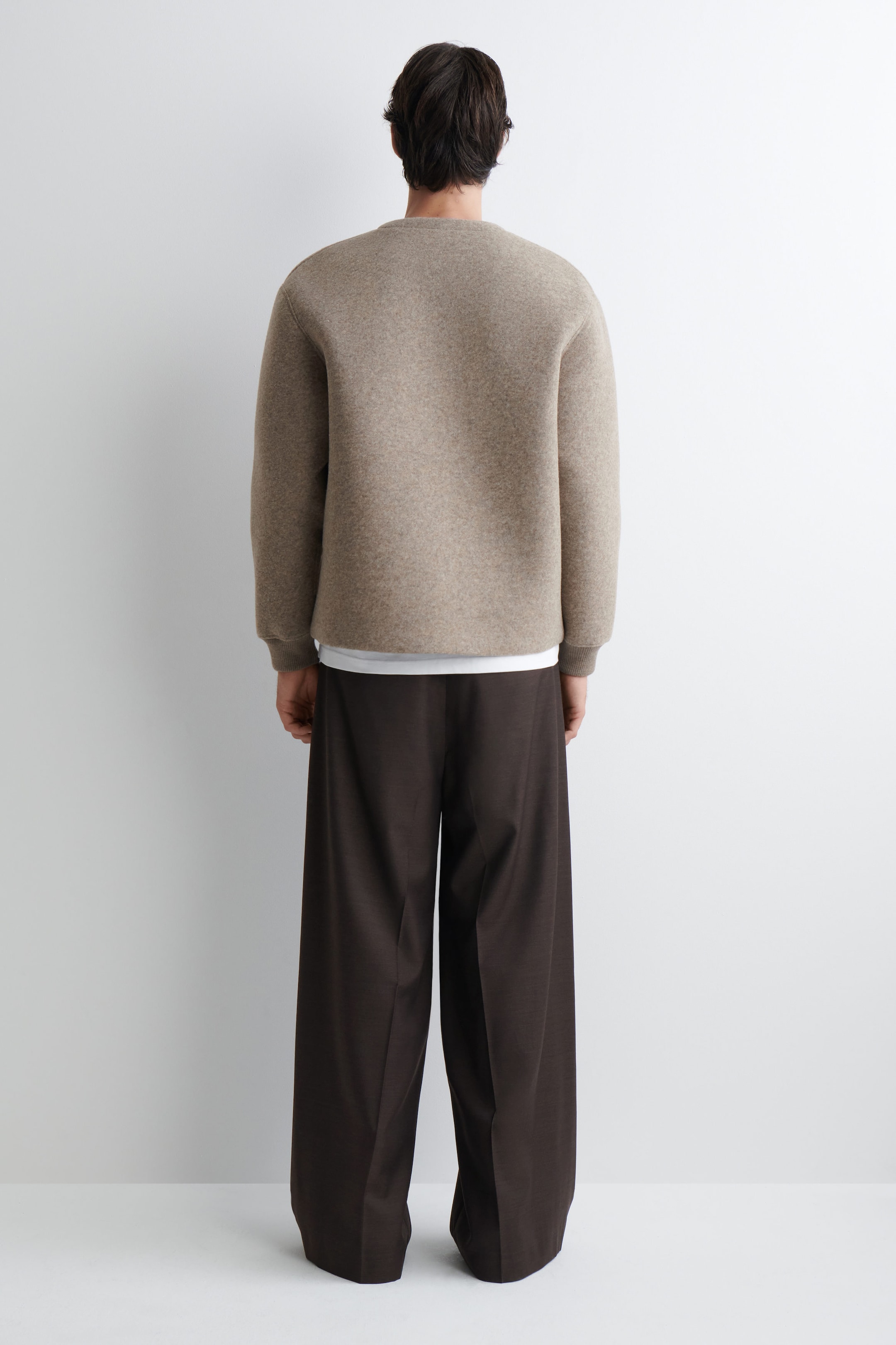 OVERSIZED FELTED-SCUBA ZIP-UP CARDIGAN