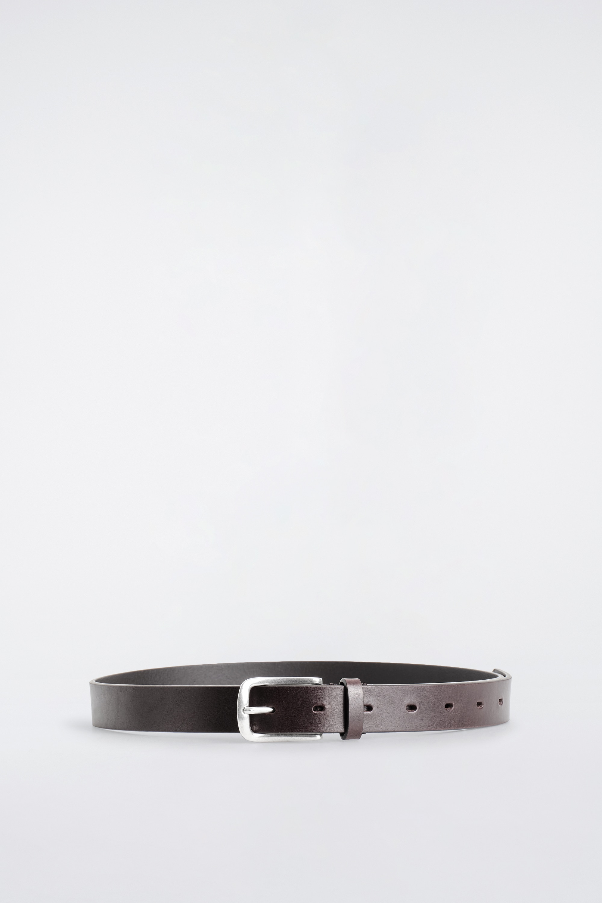 SQUARE-BUCKLE LEATHER BELT - חום/שחור