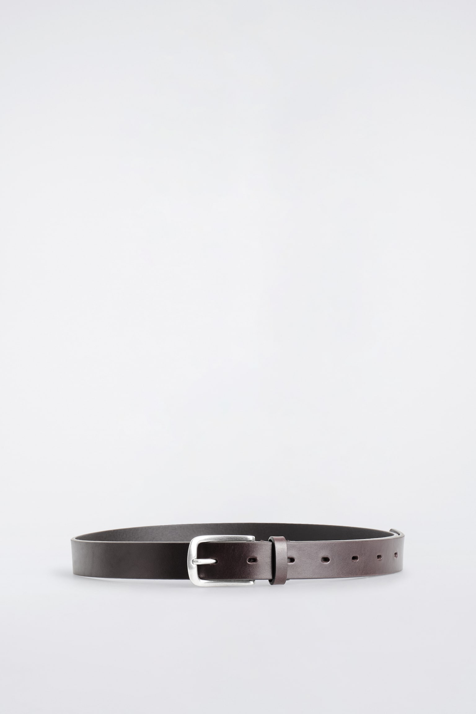 SQUARE-BUCKLE LEATHER BELT - חום/שחור - 1