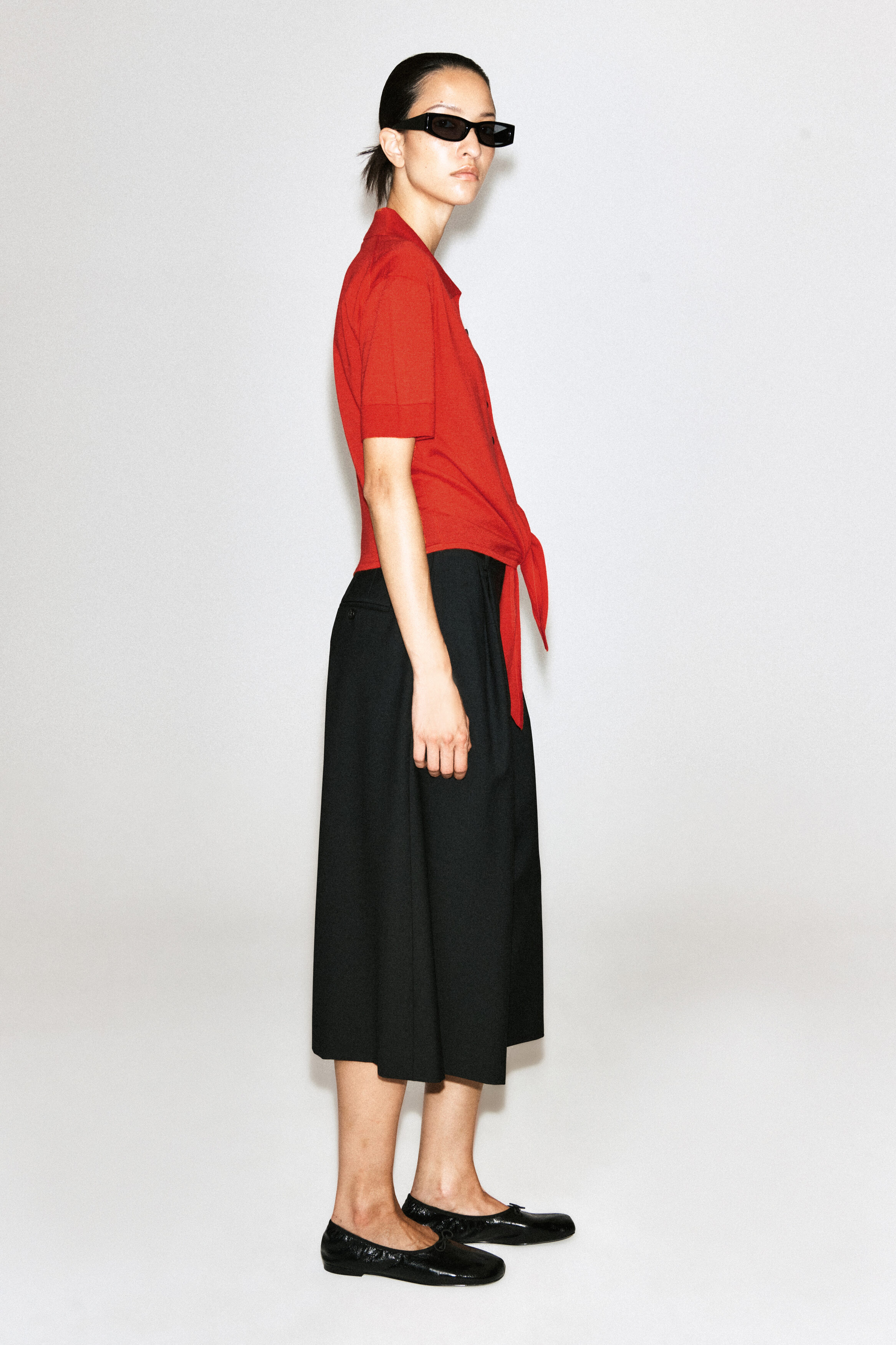 TIE-FRONT KNITTED WOOL SHIRT - thumbnail 4