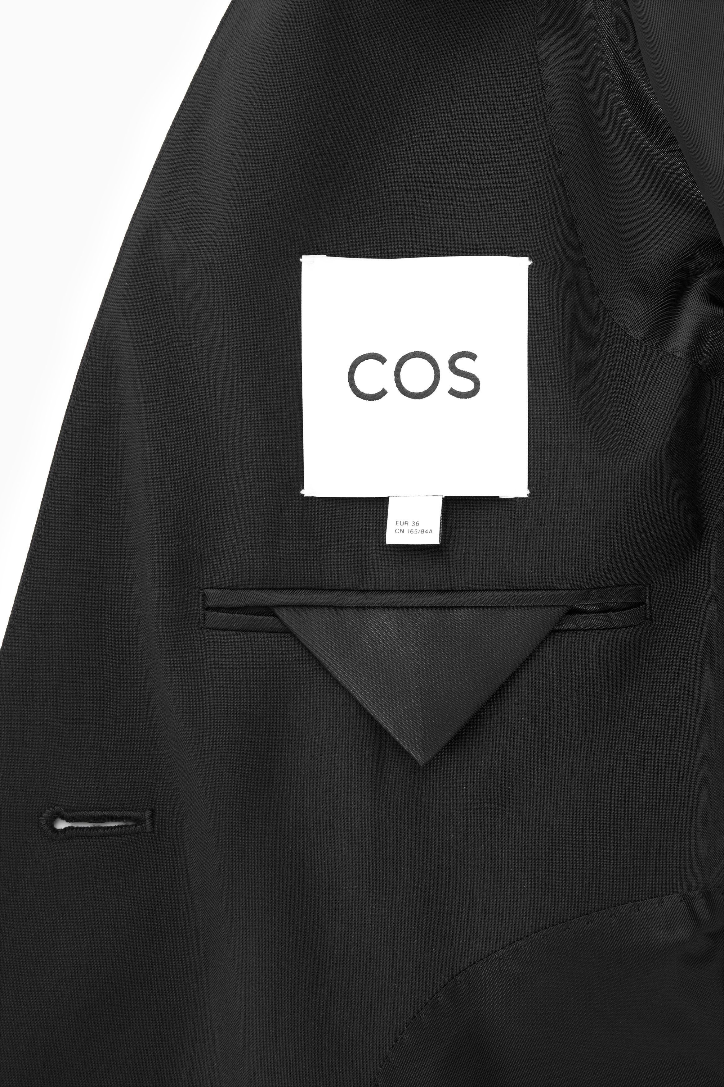 SCULPTED COLLARLESS WOOL BLAZER - BLACK | COS