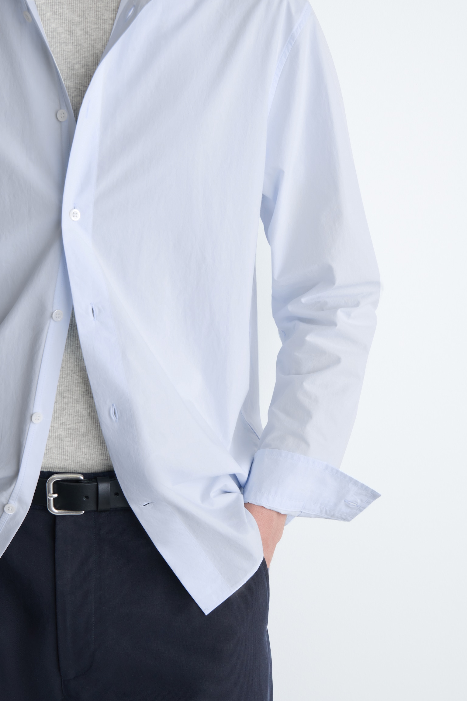 RELAXED PIMA COTTON-POPLIN SHIRT - LIGHT BLUE/WHITE/BLUE - 7