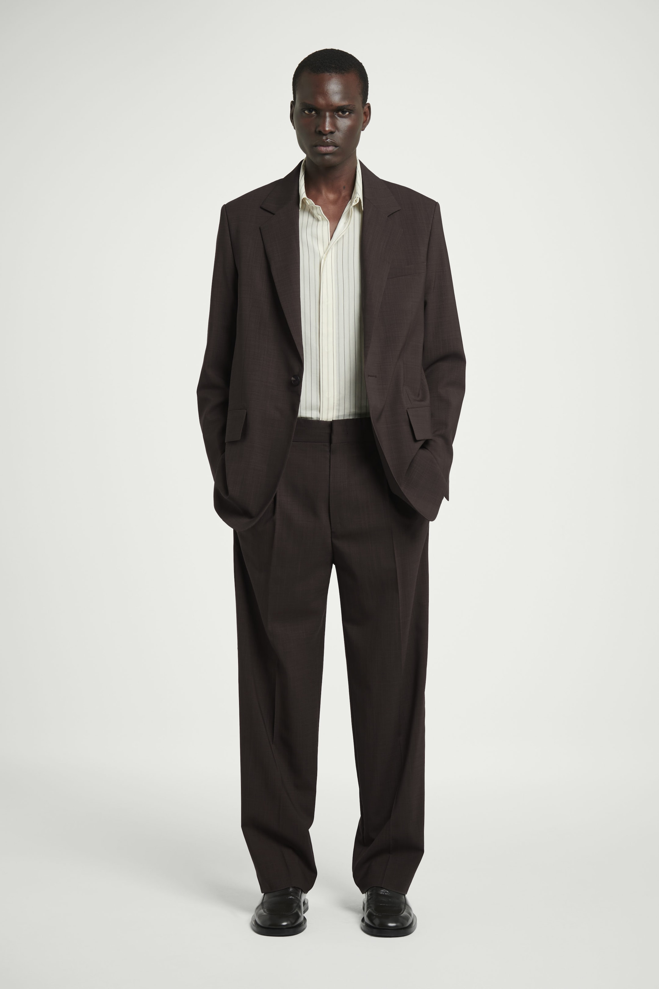 PINSTRIPED COTTONSILK SHIRT