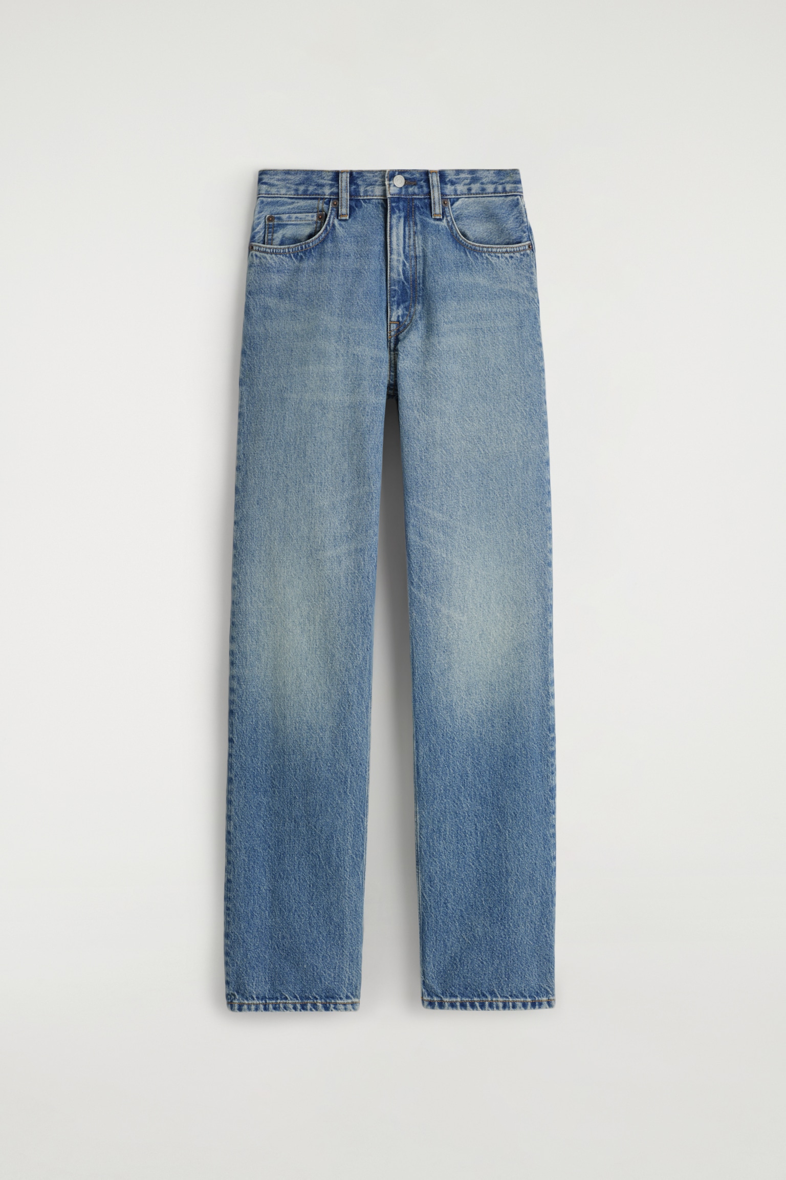 REPRISE STRAIGHT-LEG JEANS - FADED BLUE/DARK INDIGO/DARK BROWN - 2