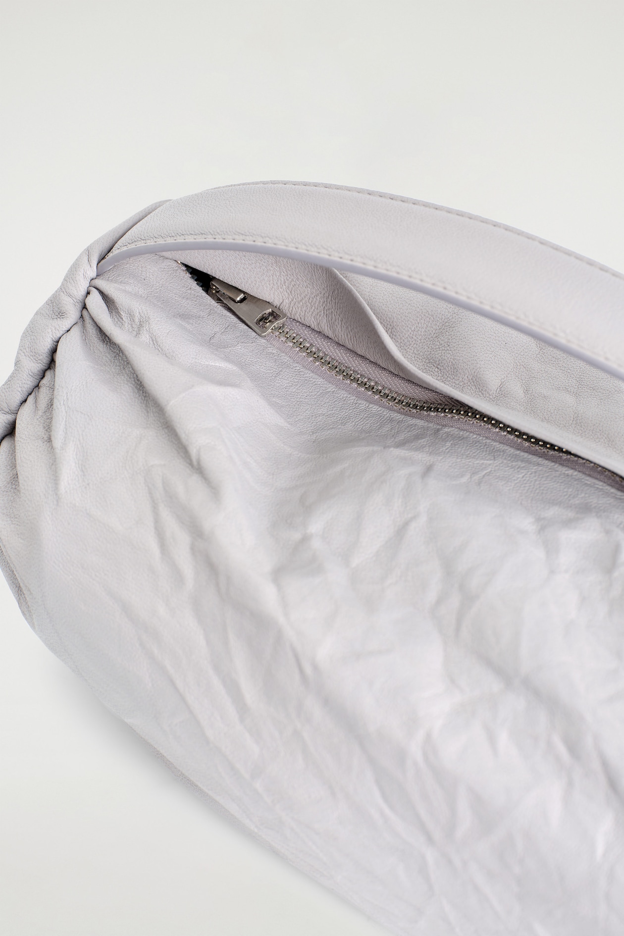 MINI CYLINDER CLUTCH BAG - TEXTURED-LEATHER — DOVE GREY