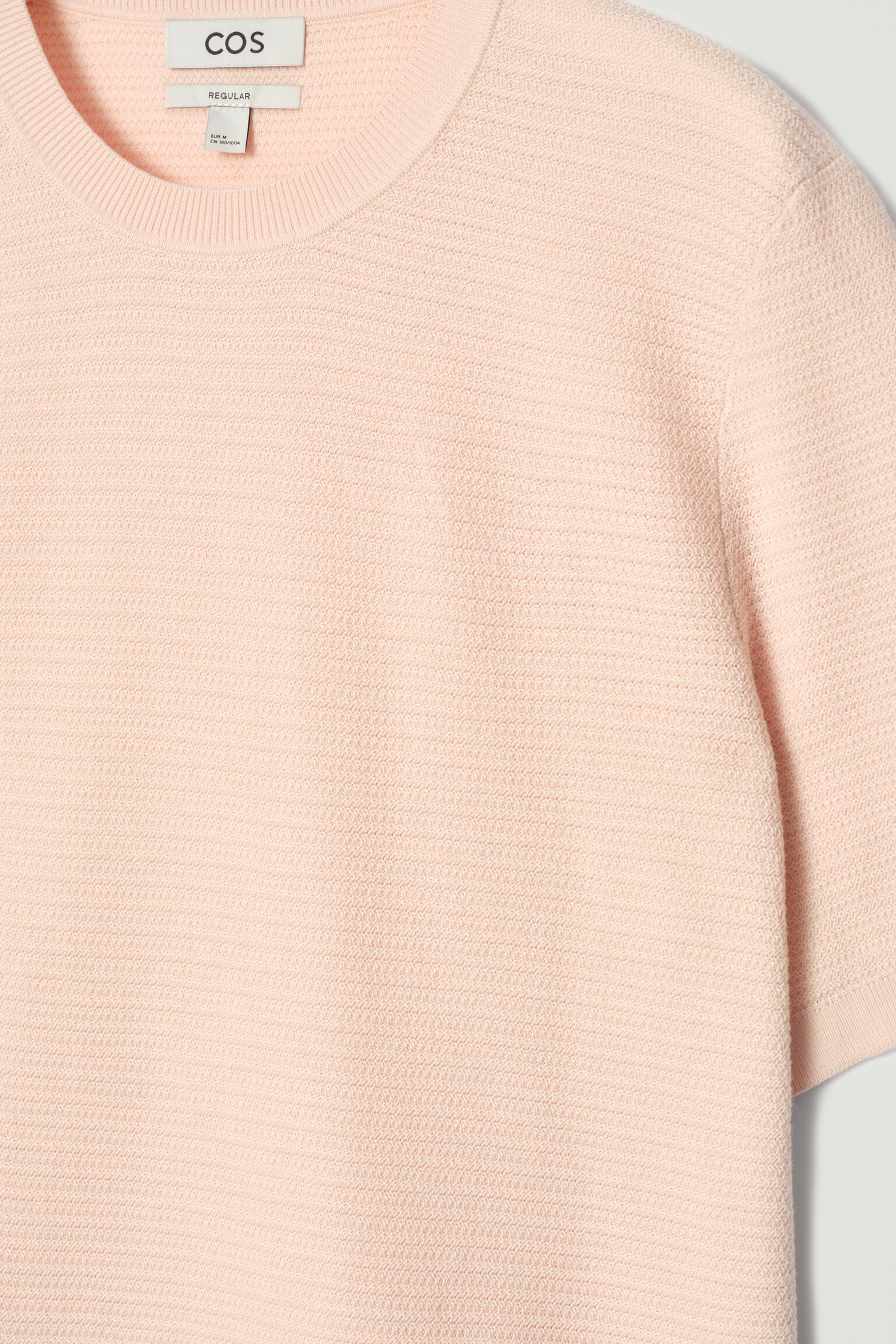 TEXTURED KNITTED COTTON T-SHIRT - APRICOT/OFF-WHITE/BLACK/MOLE - 7