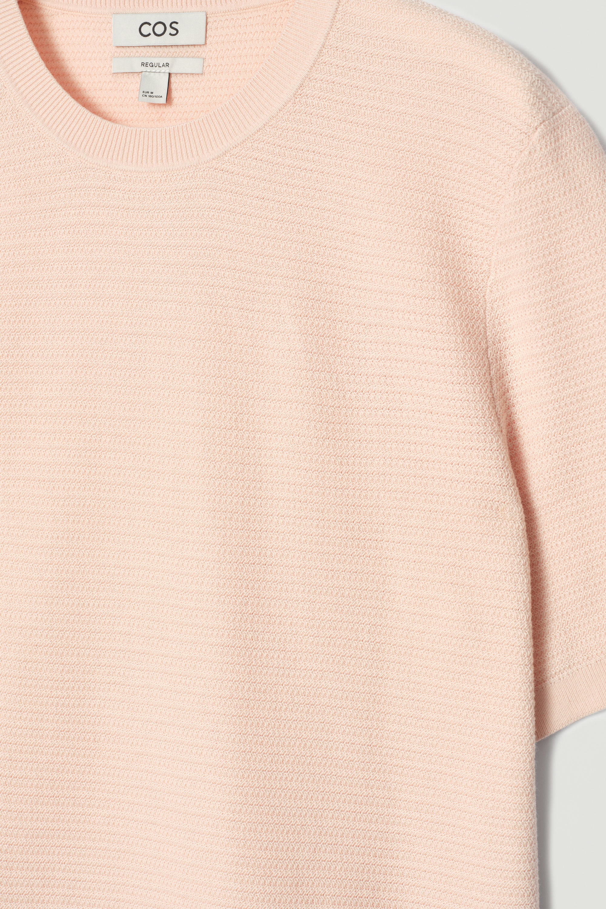 TEXTURED KNITTED COTTON T-SHIRT - APRICOT | COS