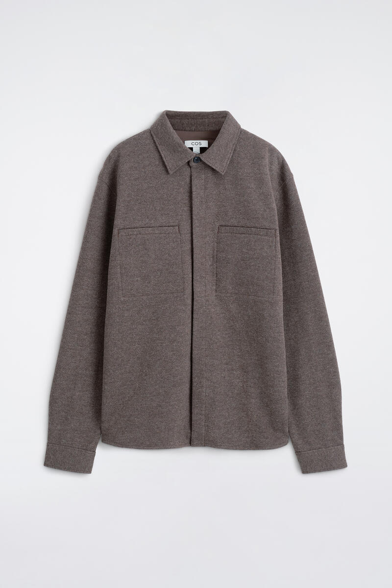 Relaxed Mélange Jersey Overshirt in Beige