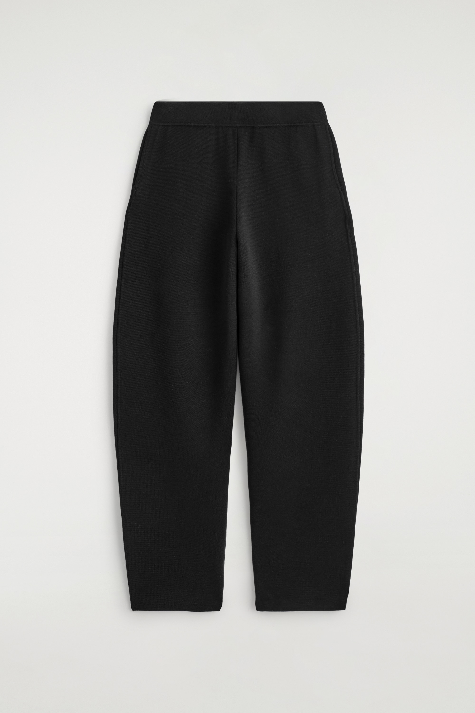 PANTALÓN DE PUNTO DE LANA BARREL-LEG - NEGRO