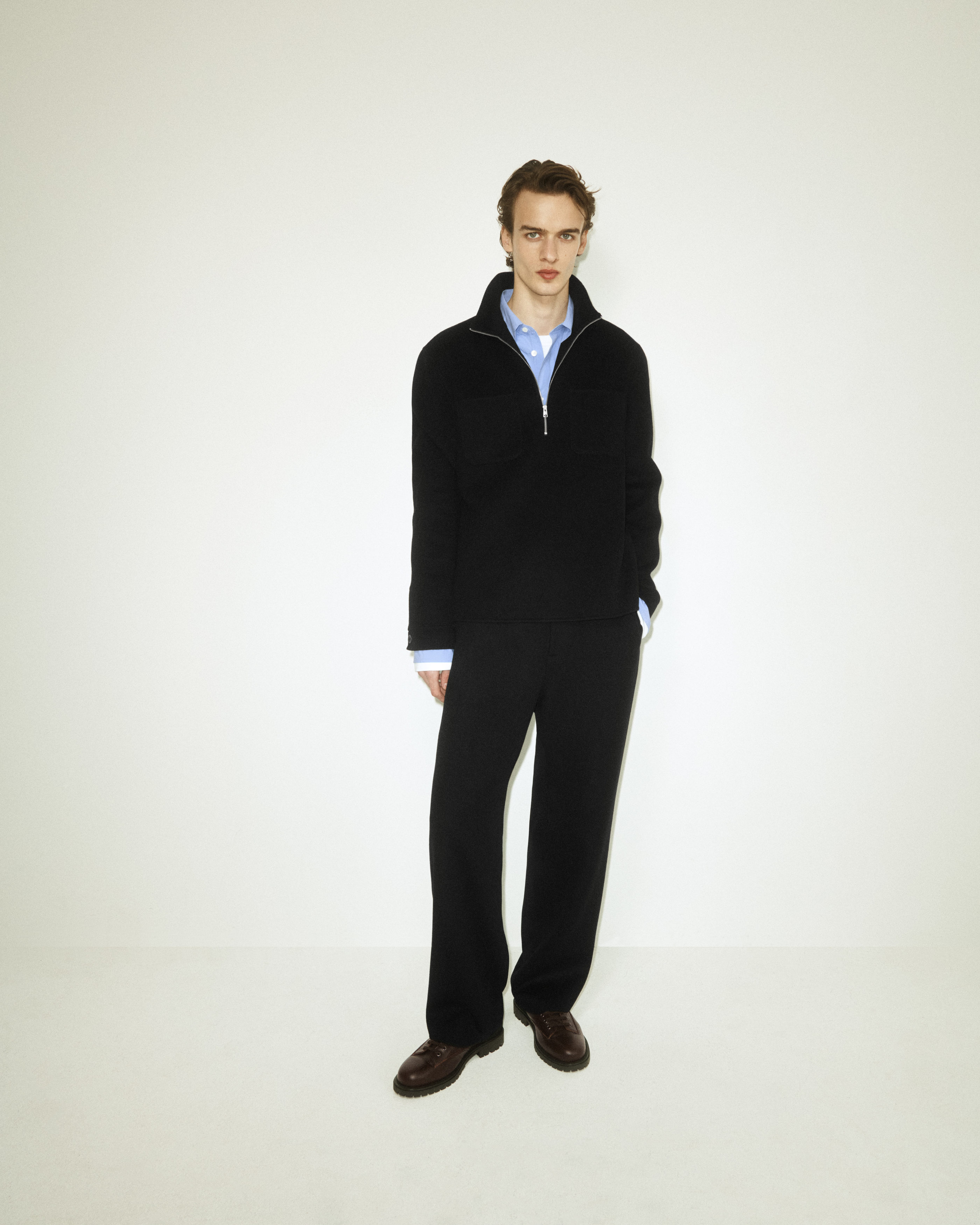 DOUBLE-FACED WOOL ZIP-UP SWEATSHIRT - BLACK | COS US