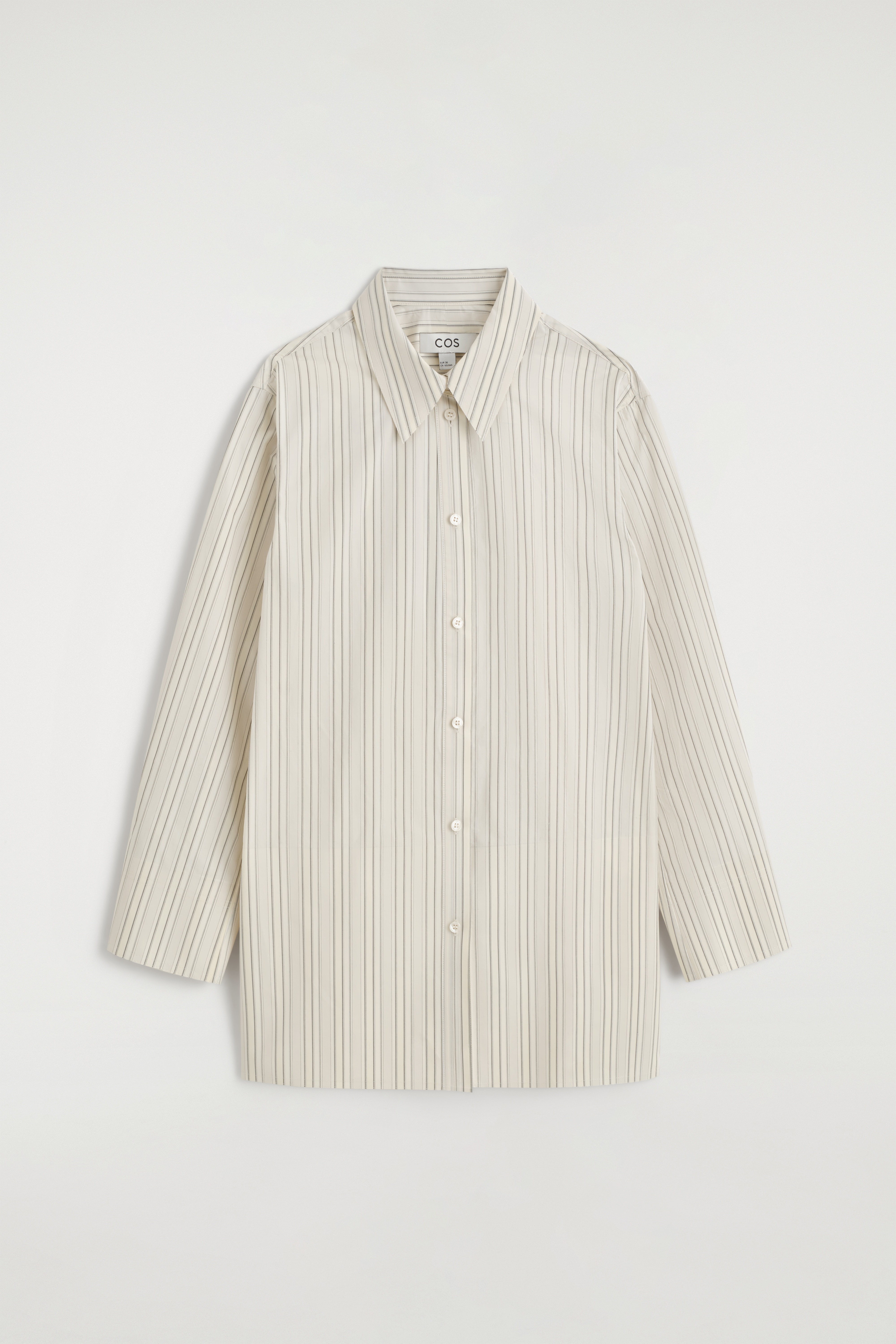 CHEMISE EN COTON STRUCTURÉE - BEURRE / GRIS / RAYURES