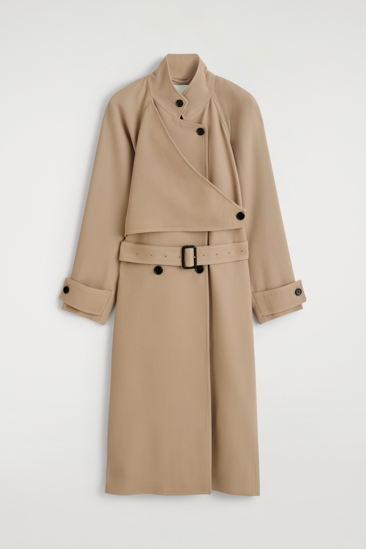 TRENCHCOAT AUS WOLL-TWILL IN WICKELOPTIK