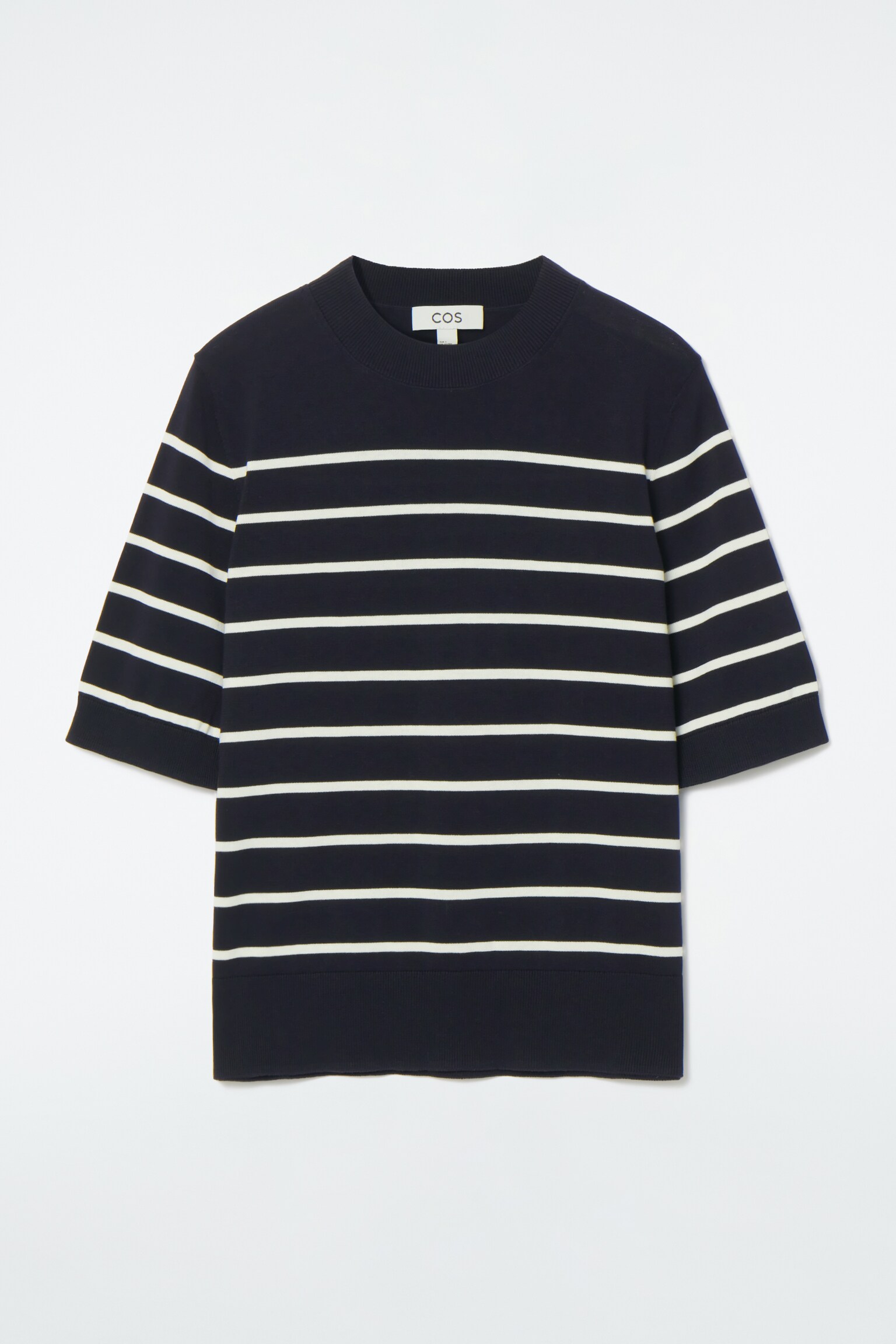 T-SHIRT DE MALHA REGULAR - NAVY / STRIPED/vermelho/OFF-WHITE / LISTRADO/off-white